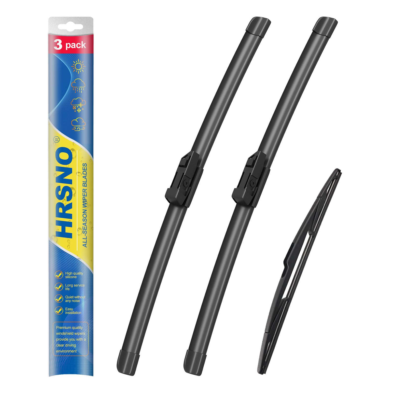 Hrsno 26''+20'' Windshield Wipers With 14'' Rear Wiper Blade Sets Automotive Replacement For Volvo Xc60 2012-2017,Easy For Insta