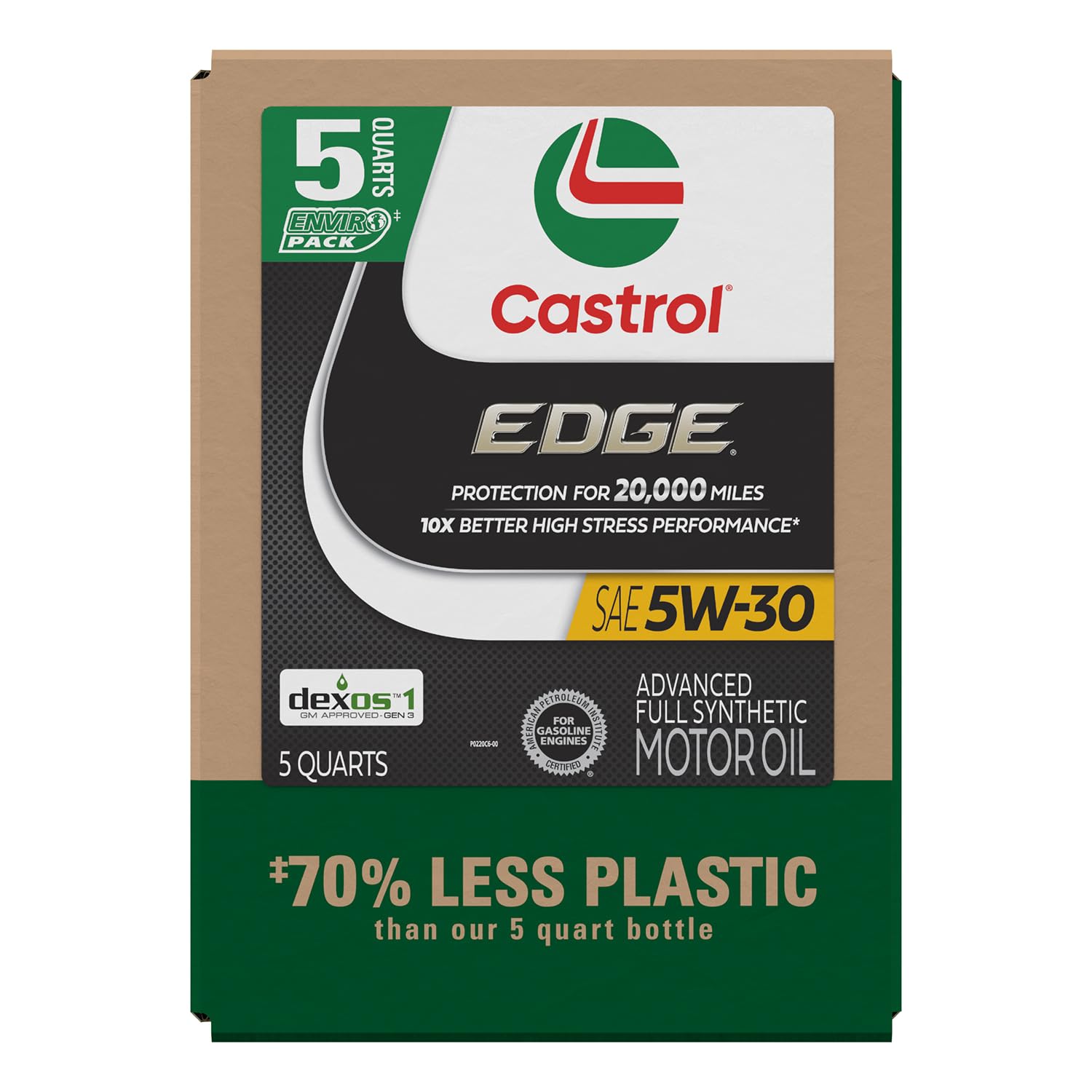 Castrol Edge 5W-30 Advanced Full Synthetic Motor Oil, 5 Quarts, Eco Pack