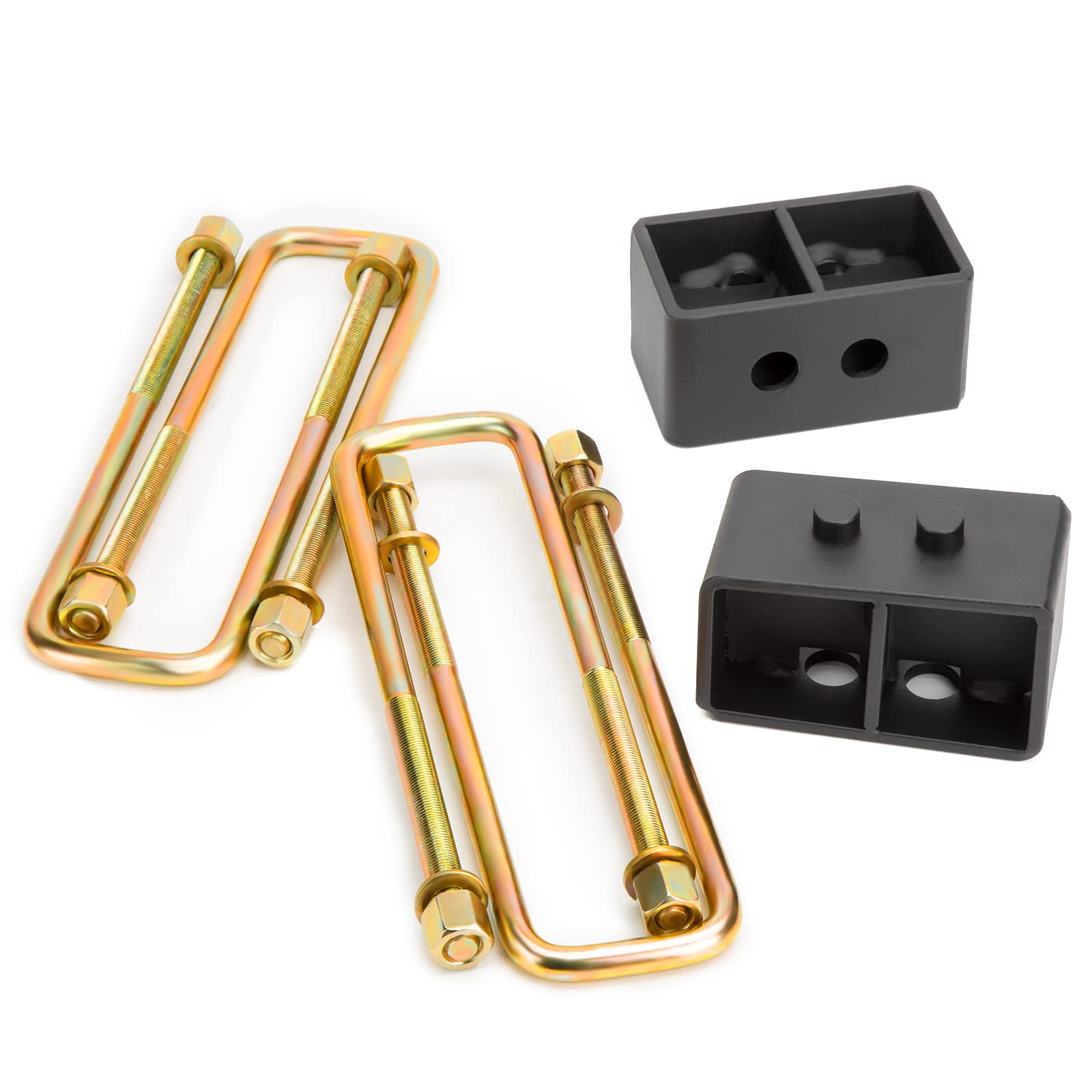 Dynofit 3 Inch Rear Lift Blocks For Ford F150 2004-2020, 3'' Suspension Leveling Block Kit With Extended U-Bolts For F-150 2Wd 4
