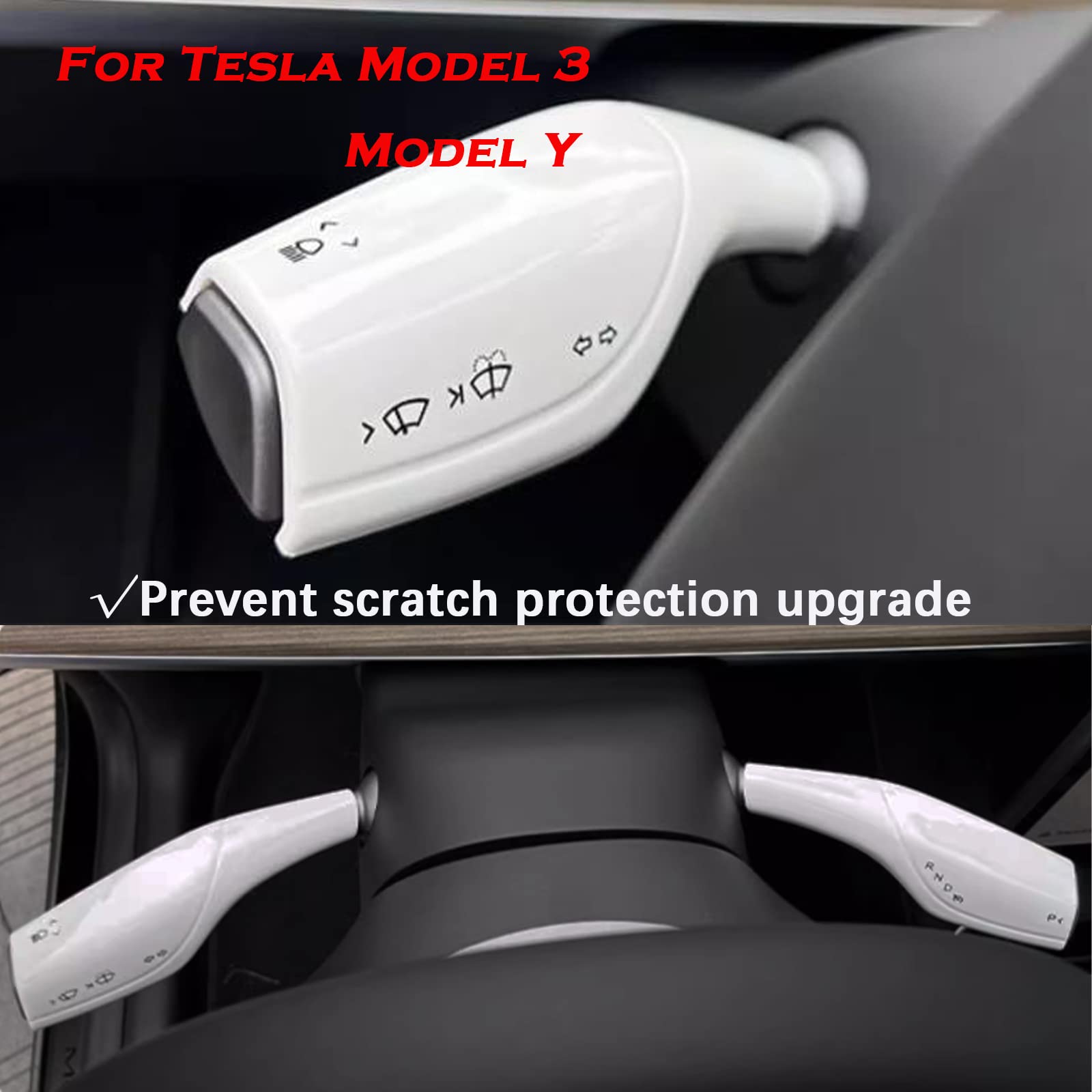 Yhcdsea Steering Lever Cover For Tesla Model 3 Model Y, Gear Shift Cover Accessories Gear Lever Decorative Cover For Model 3/Y (White)