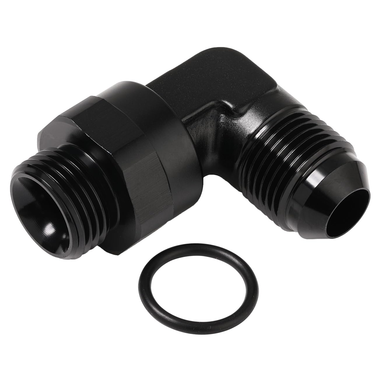 Podavelle 8An Male Flare To 8An -8 Orb O-Ring Boss 90 Degree Swivel Fitting Adapter Aluminum Black