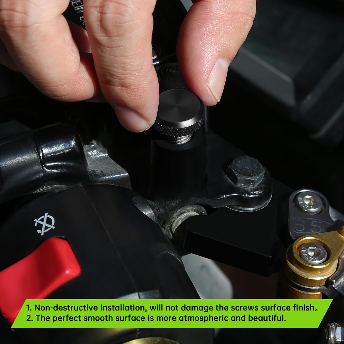 3 Pcs Motorcycle Mirror Hole Plug M10x1.25, Universal Space Aluminum Motorcycle Rear view Mirror Screws Suitable for most Motorc