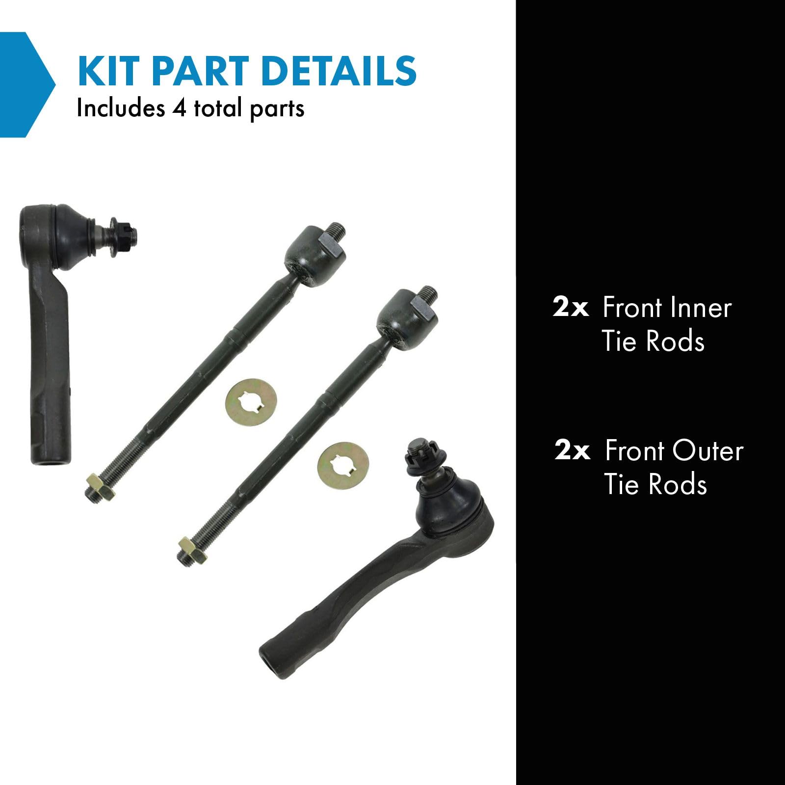 Trq Front Inner And Outer Tie Rod Set Compatible With 2001-2005 Lexus Is300