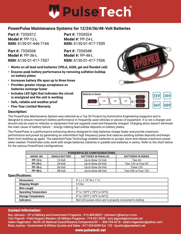 Pulsetech Powerpulse Battery Maintenance System, 48V
