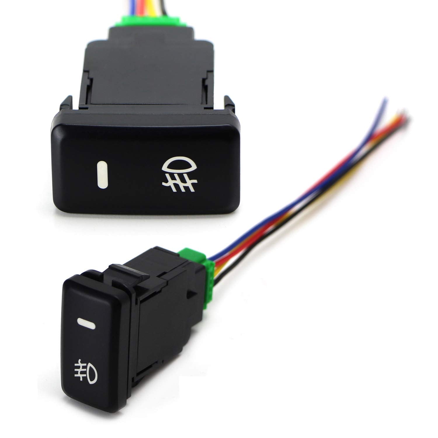 iJDMTOY (1) Factory Style 4-Pole 12V Push Button Switch w/LED Background Indicator Lights Compatible with Fog Lights, DRL, LED L