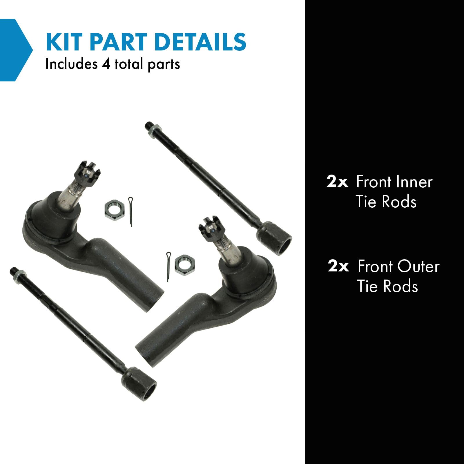 Trq Front Tie Rod Set Compatible With 1995-2002 Lincoln Continental