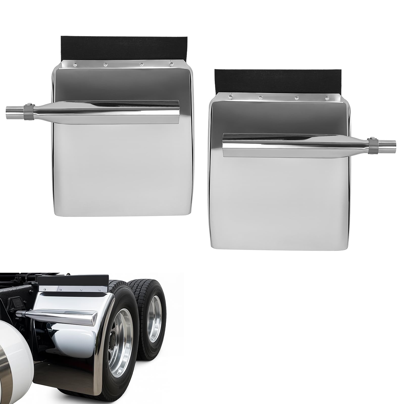 Gelacie 27 x 24 Quarter Fenders for Semi Trucks, Compatible with Freightliner Peterbilt Kenworth Volvo Mack, 304 Stainless Steel