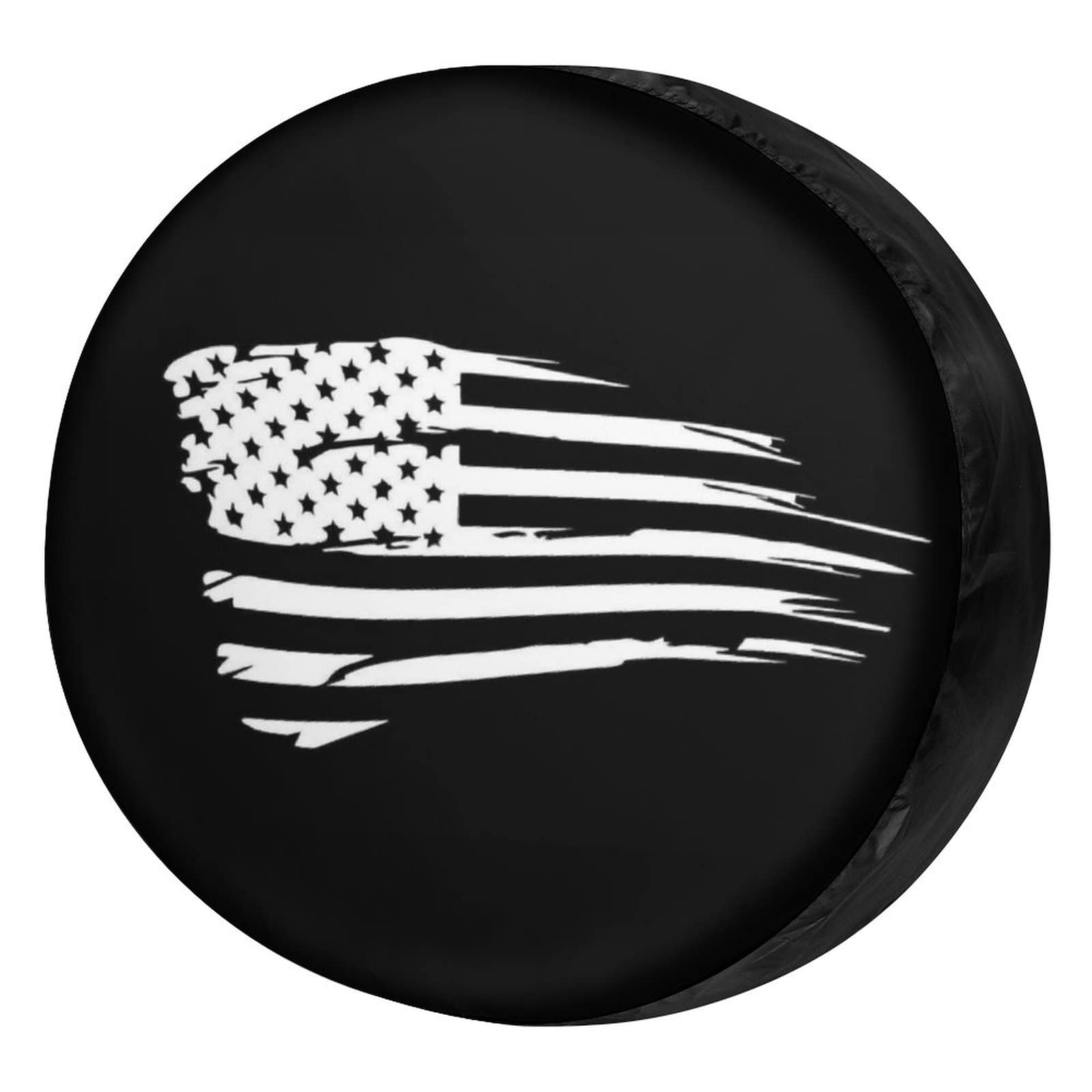 Foruidea Waving American Flag Military 1 Spare Tire Cover Wheel Tire Cover Fit Trailer, RV, SUV and Many Vehicle 18inch