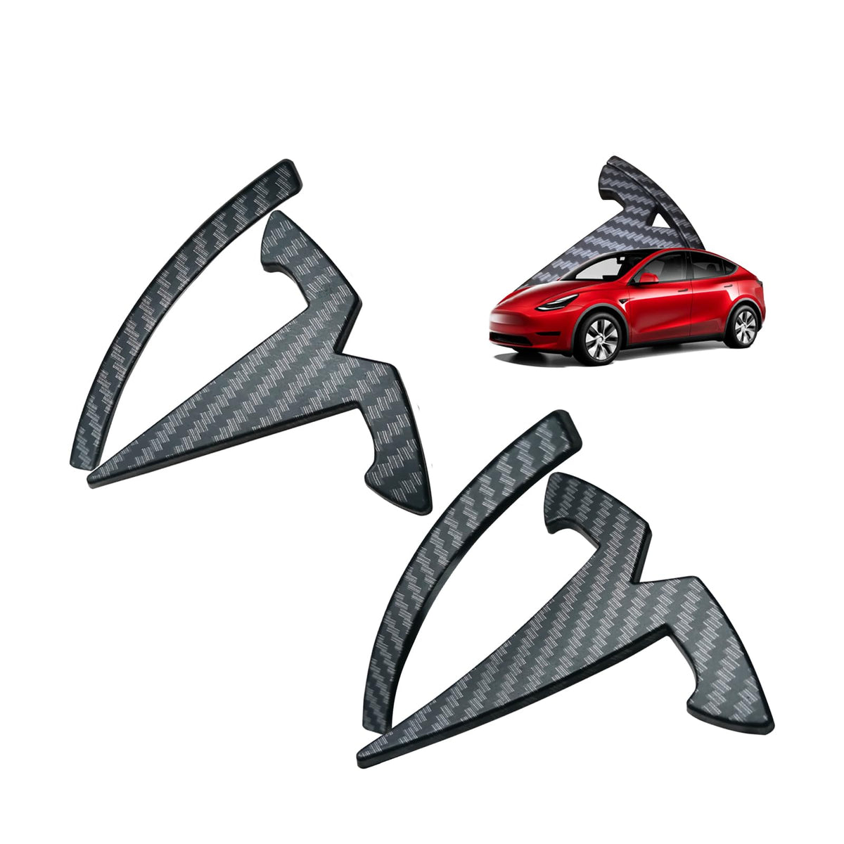 YHCDSEA for Model Y Emblem Badge Sticker Cover, fit for Tesla Model Y Logo Decals Accessories (Matt Carbon Fiber Pattern)