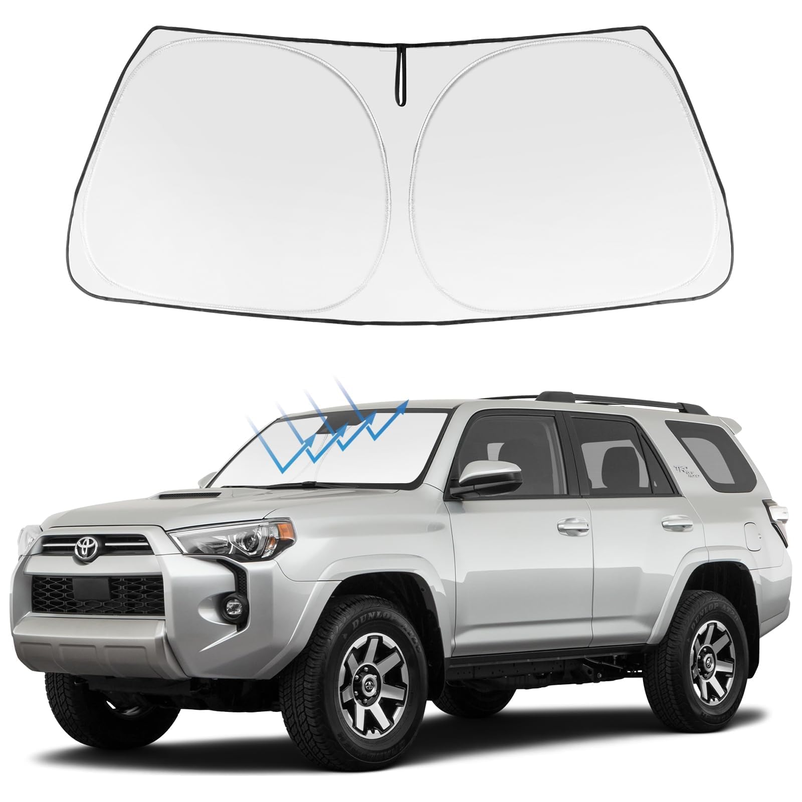 Proadsy 2025 Upgrade Windshield Sun Shade Custom Fit 4Runner 2010-2024 2025 4-Runner 5Th Gen Suv, Sr5 Trail Limited Foldable Front Sunshade Protector Blocks Uv Rays Keep Car Cooler