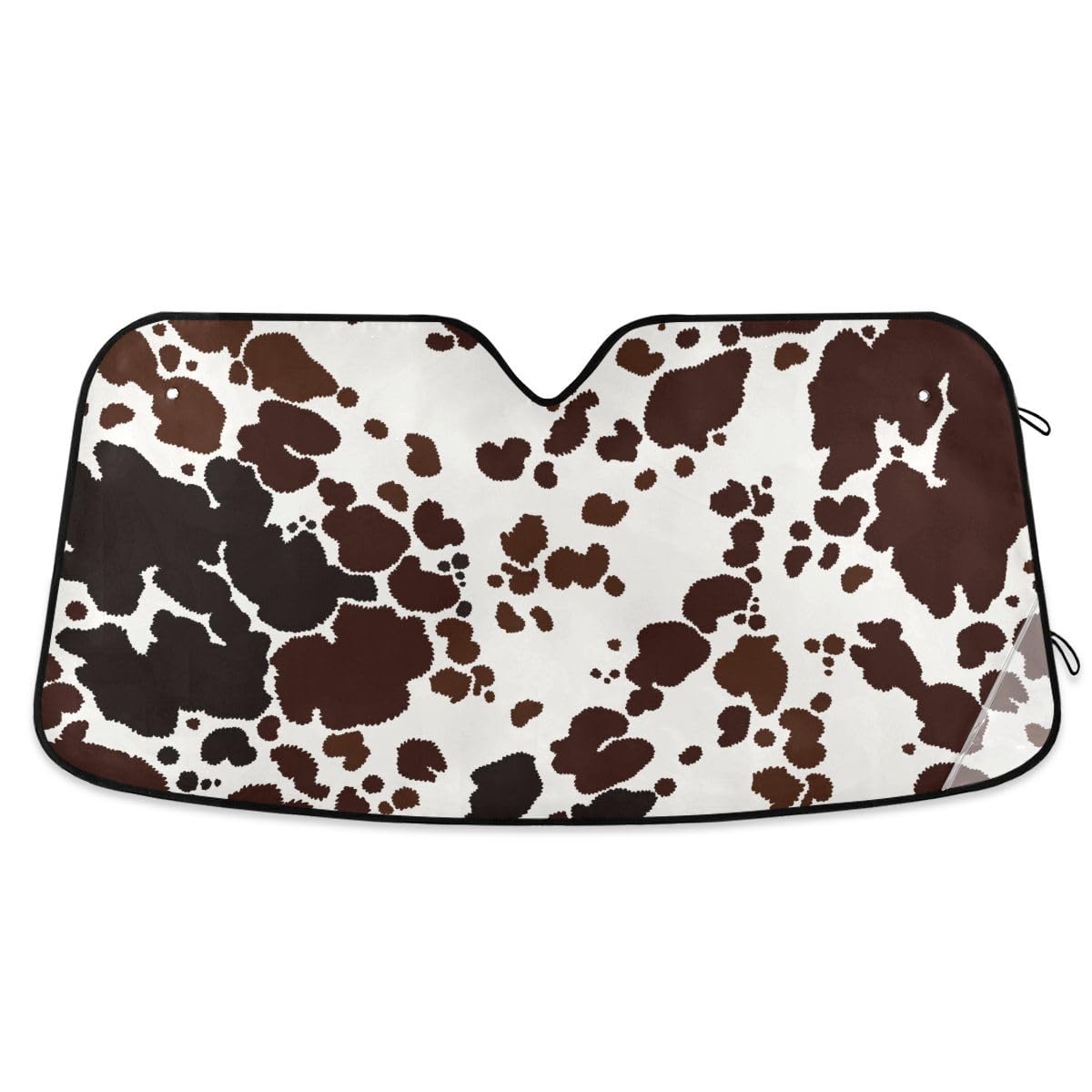 ZOEO Windshield Sun Shade Cow Print Brown Farm Ram Front Window Block UV Shades Visor Reflective Retractable for Car SUV Trucks