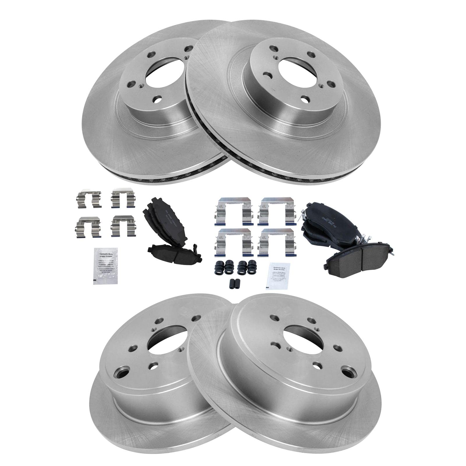 Trq Front And Rear Brake Pad & Rotor Kit Brake Pads Brake Rotor Ceramic Compatible With 2013-2015 Subaru Brz 2011-2013 Forester