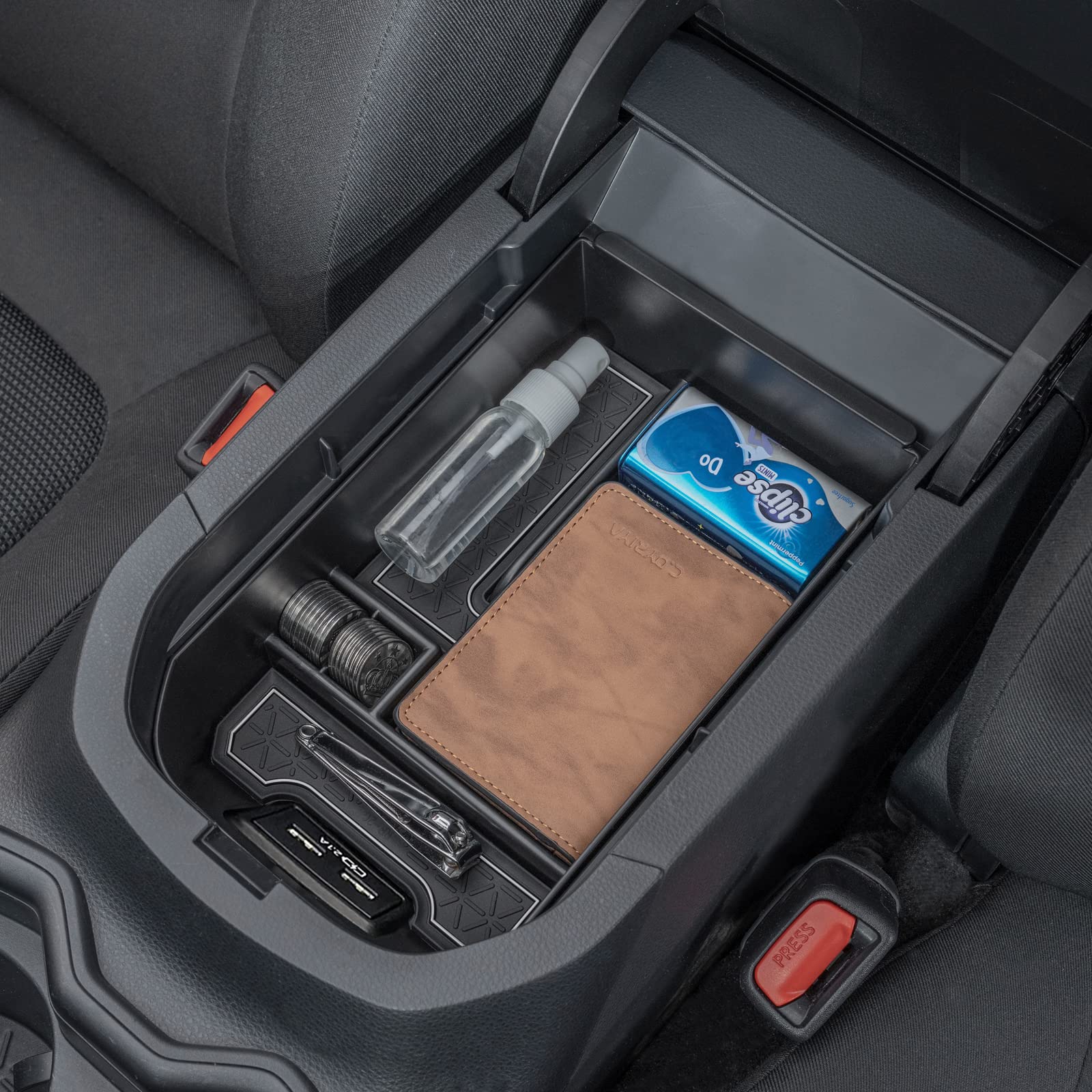 Topinstall Gray Center Console Tray Compatible With Rav4 2023 2022 2021 2020 2019 Accessories, Armrest Box Organizer Insert Abs Plastic Storage Box