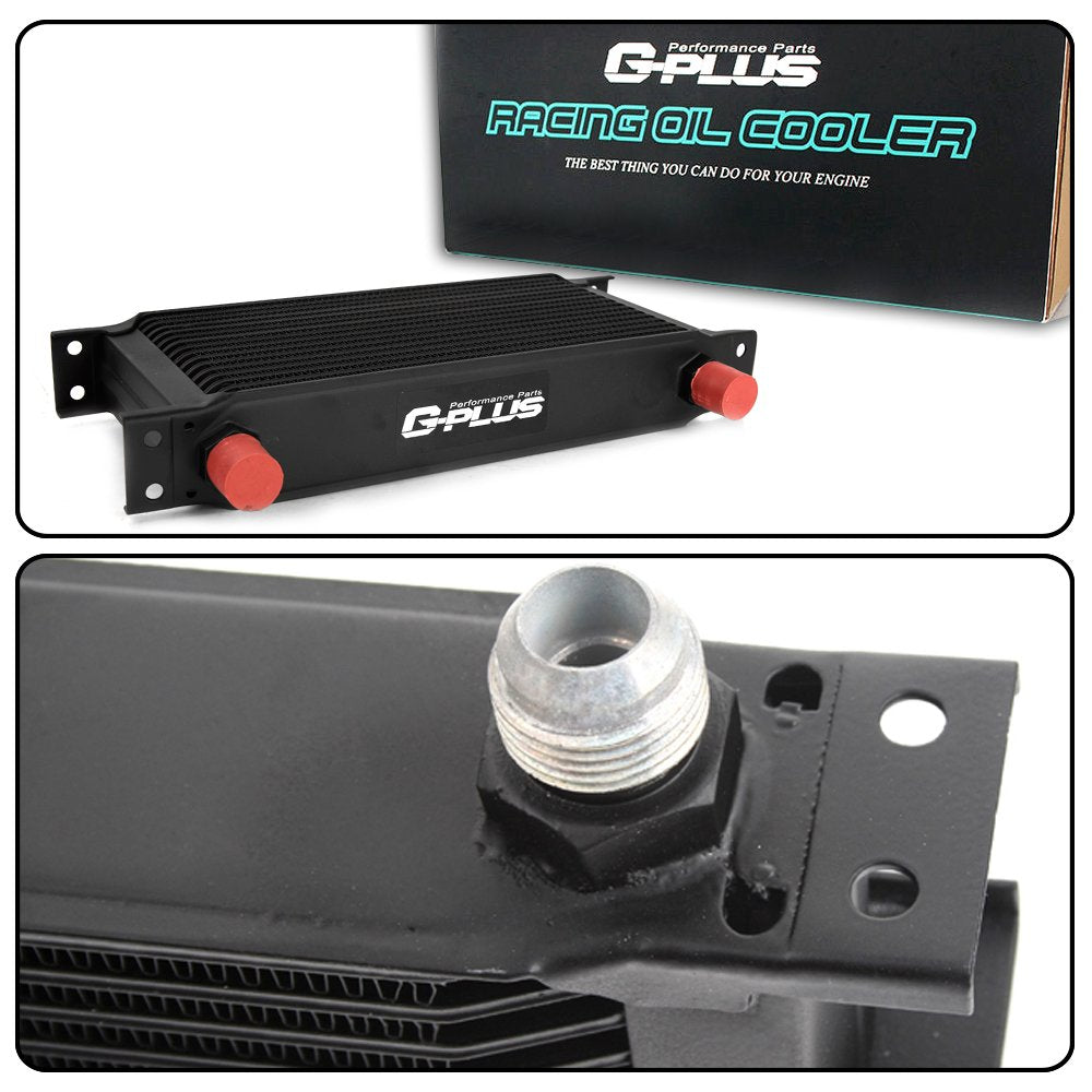 G-PLUS 25 Row AN10 Engine Transmission Oil Cooler Kit + Oil Cooler Sandwich Plate English Style Replacement For BILLET LS1 LS2 L