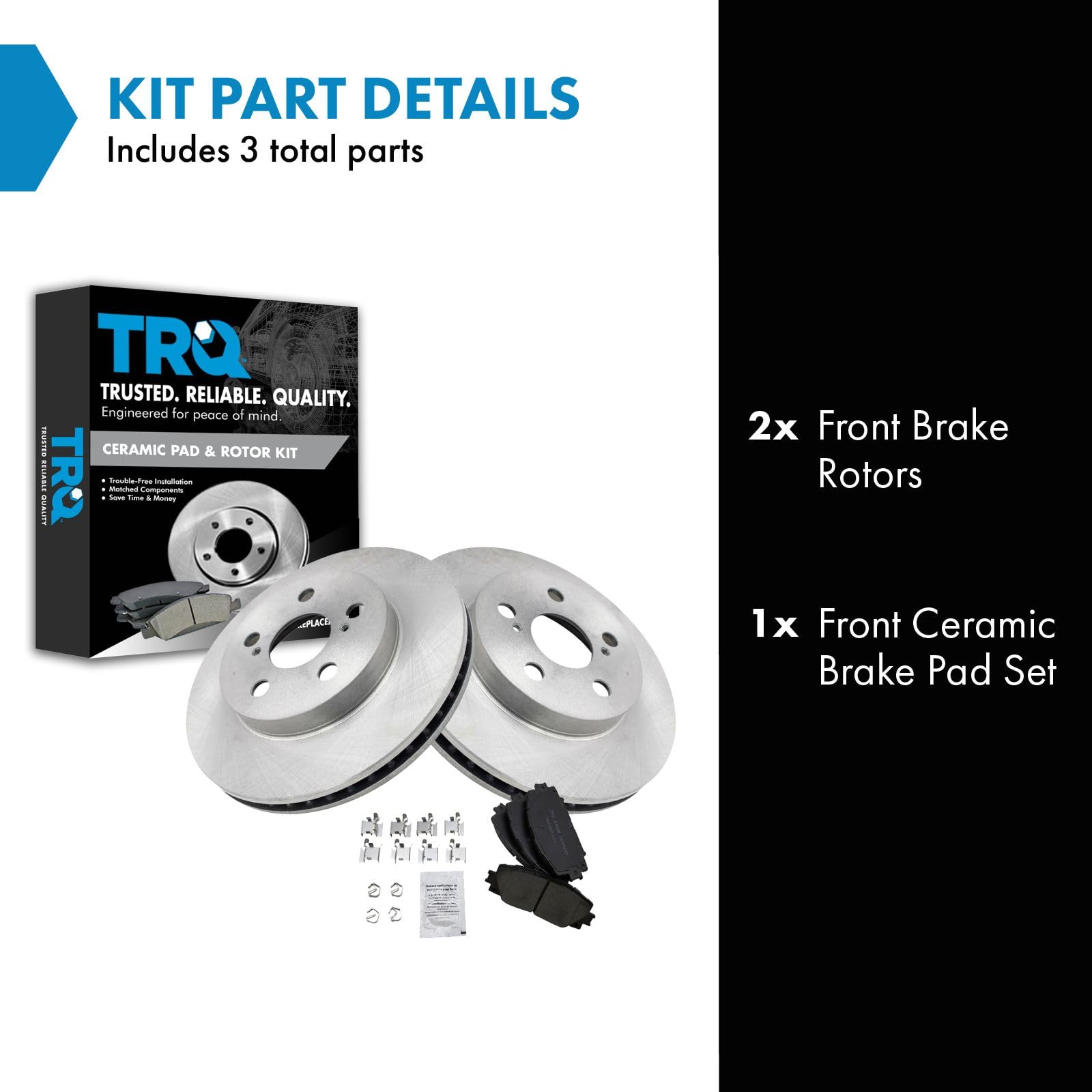 Trq Front Brake Pad & Rotor Kit Brake Pads Brake Rotor Ceramic Compatible With 2020-2021 Toyota Corolla 2016-2021 Prius 2019-202