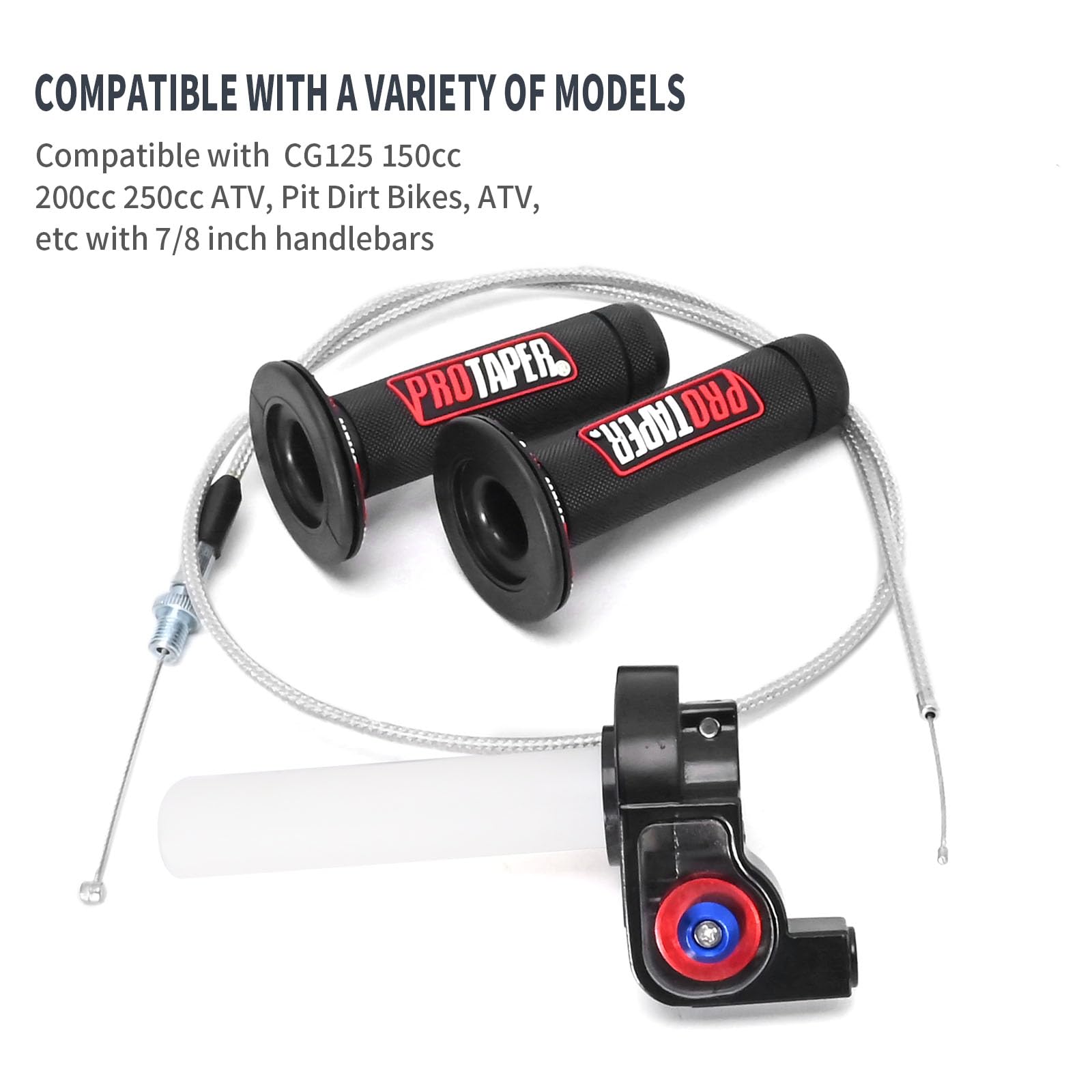 CADUFUELLY 7/8''(22mm) Twist Throttle Accelerator Handle Grips and Cable Set Switch for CRF KLX TTR 110 125 150 200 250cc Mini B