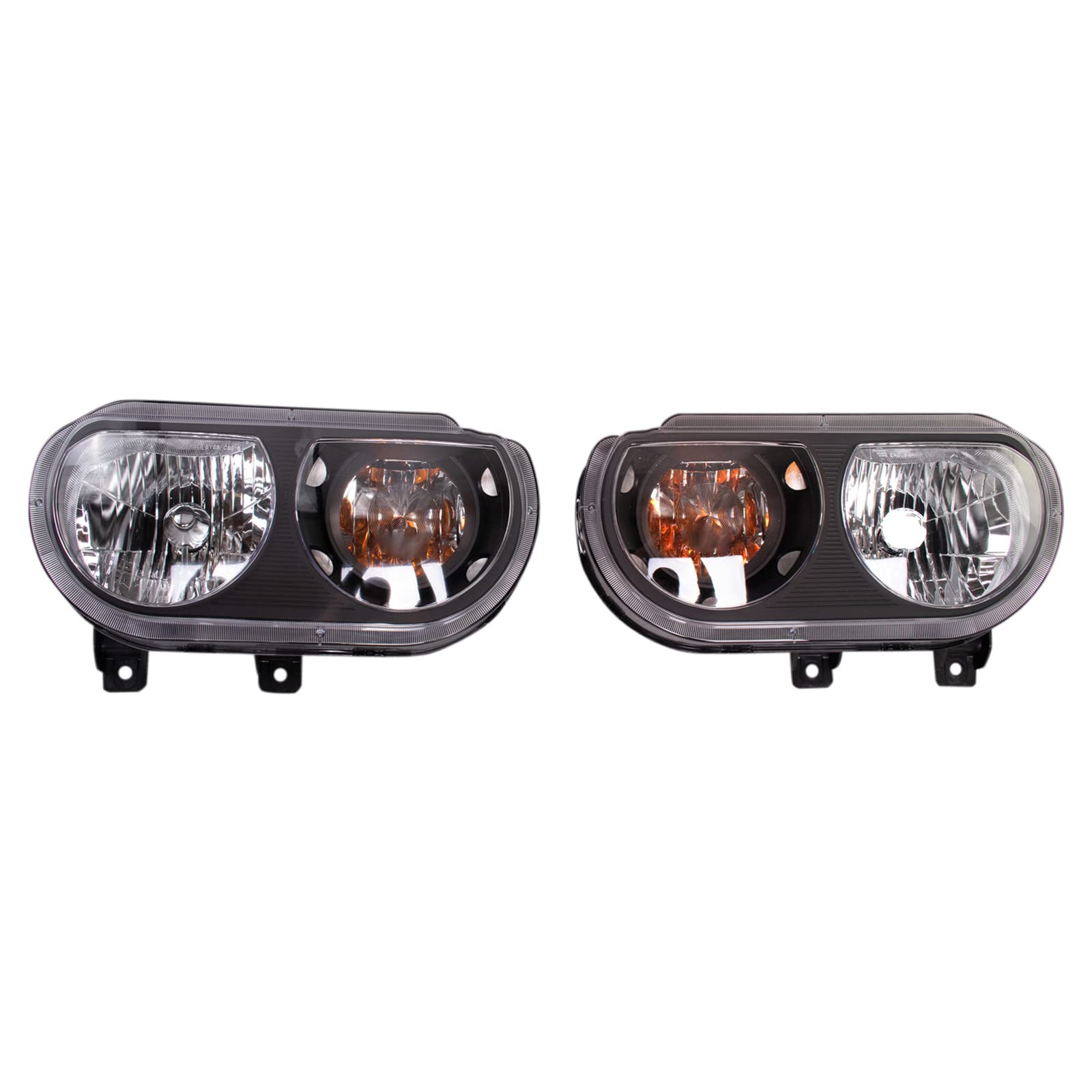 Trq Headlight Assembly Set Headlights Driver & Passenger Side Compatible With 2008-2014 Dodge Challenger Ch2518137 Ch2519137