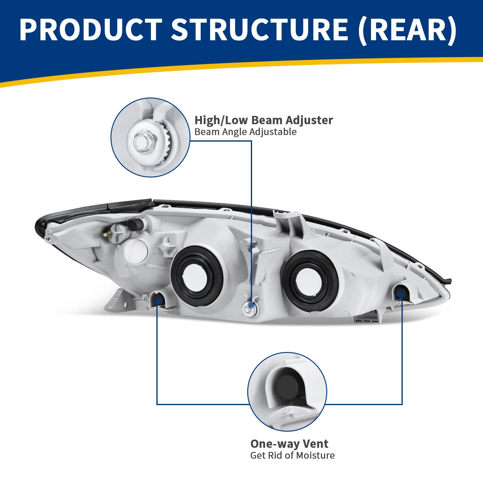 Autosaver88 Headlight Assembly Compatible With 2002 2003 2004 Camry (Only Fits Le/Xle) Chrome Housing Amber Reflector Clear Lens