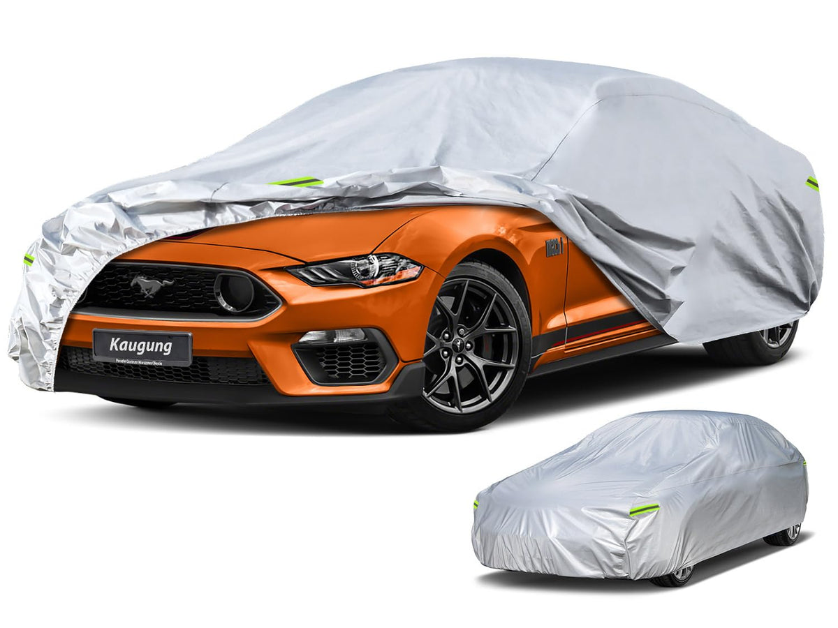 Kaugung 6 Layers Car Cover Custom Fit Ford Mustang 1994-2025, Waterproof Car Cover All Weather For Automobiles, Sun Rain Dust Sn