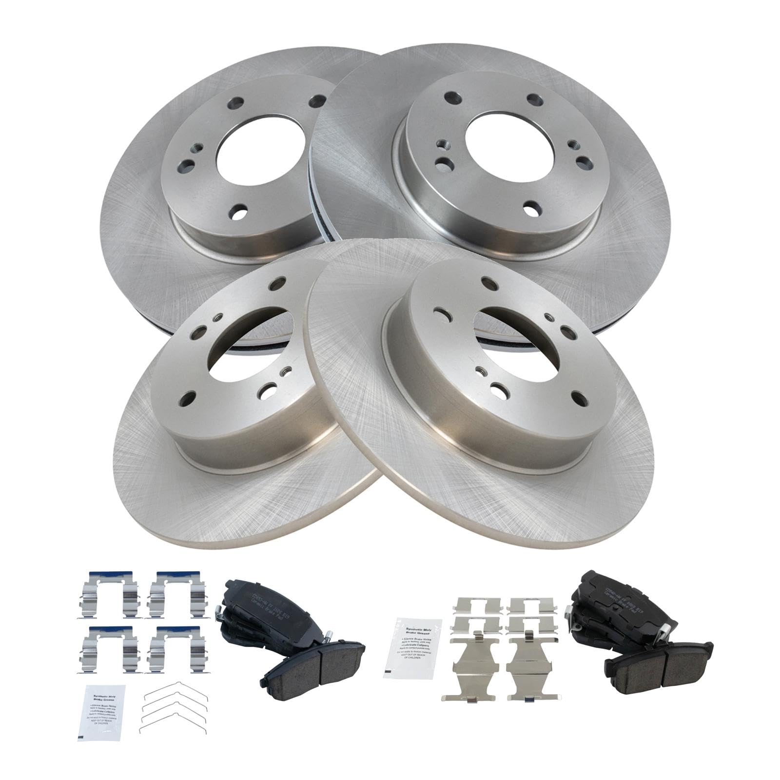 Trq Front And Rear Brake Pad & Rotor Kit Brake Pads Brake Rotor Ceramic Compatible With 1996-1999 Infiniti I30 1994-1999 Nissan