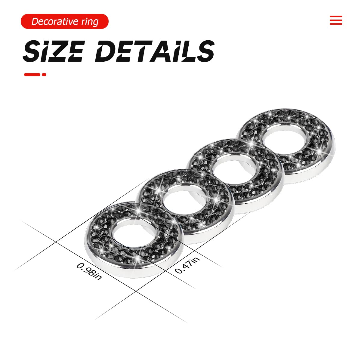 Belomi Bling Inner Car Door Lock Pull Covers, 4 Pcs Crystal Auto Sticker Decals, Interior Decorations For Vehicle Door Lock Pull Rod Bolt, Rhinestones Lock Pins Caps For C Class C200L Glc260 C260L