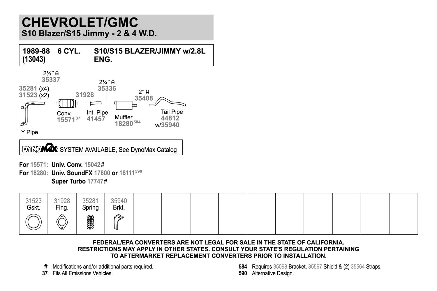 Walker 41457 Exhaust Pipe 2.25 Outlet (OD) for Chevrolet S10 Blazer