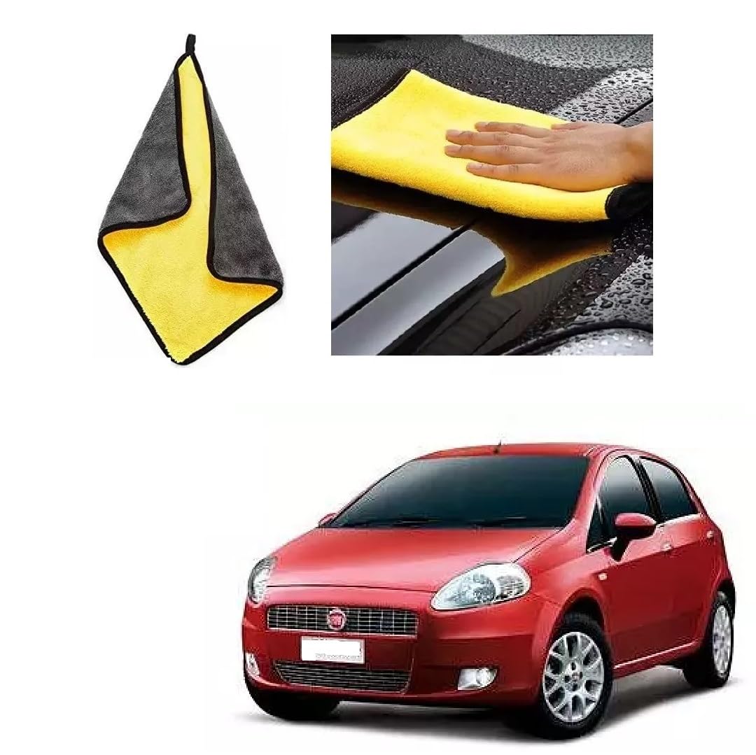 Car Cleaning and DetailingDual Sided Microfiber Cloth 600 GSM 40cm x 40cm (Pack of 2) Suitable for Fiat Punto
