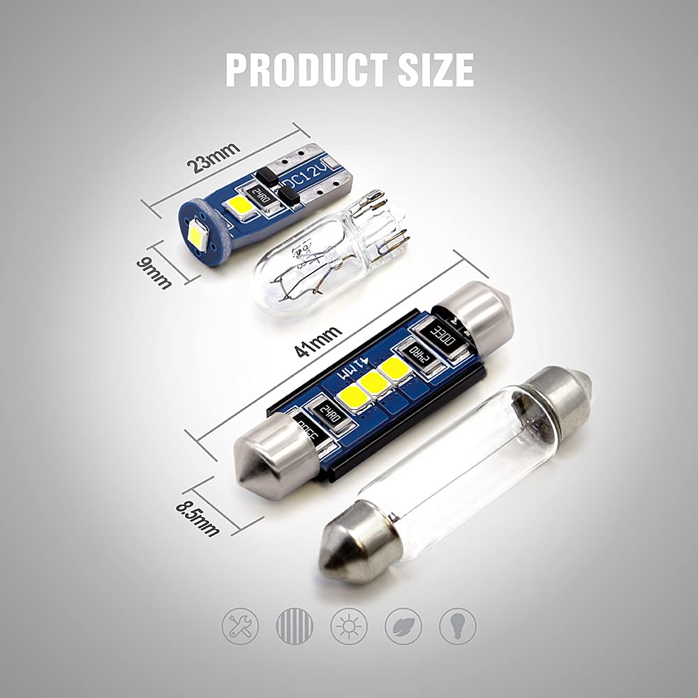 Sir Ius Led N3 578 211-2 212-2 41Mm And 194 168 2825 Combo Led Bulbs White Super Bright 300 Lumens For The Usa Car Truck Interiors Map License Plate Lights Pack Of 10