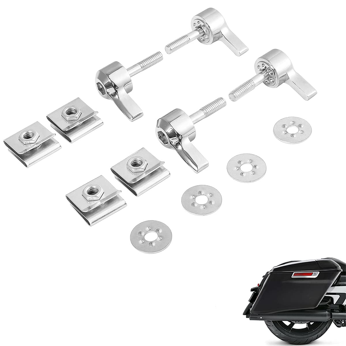 Wowtk Saddlebag Mount Kit, Set Of Hard Saddlebag Lever Lock Mounting For Harley 1993-Later All Touring Models Flt Flht Flhtcu Flhrc Road King Street Glide Electra Glide,Chrome