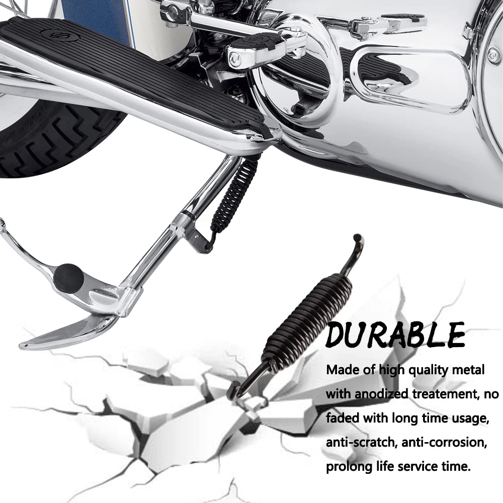MotoParAcc Universal Motorcycle Kickstand Jiffy Stand Spring Compatible with Harley Dyna Sportster 883 Road Electra Glide Softai