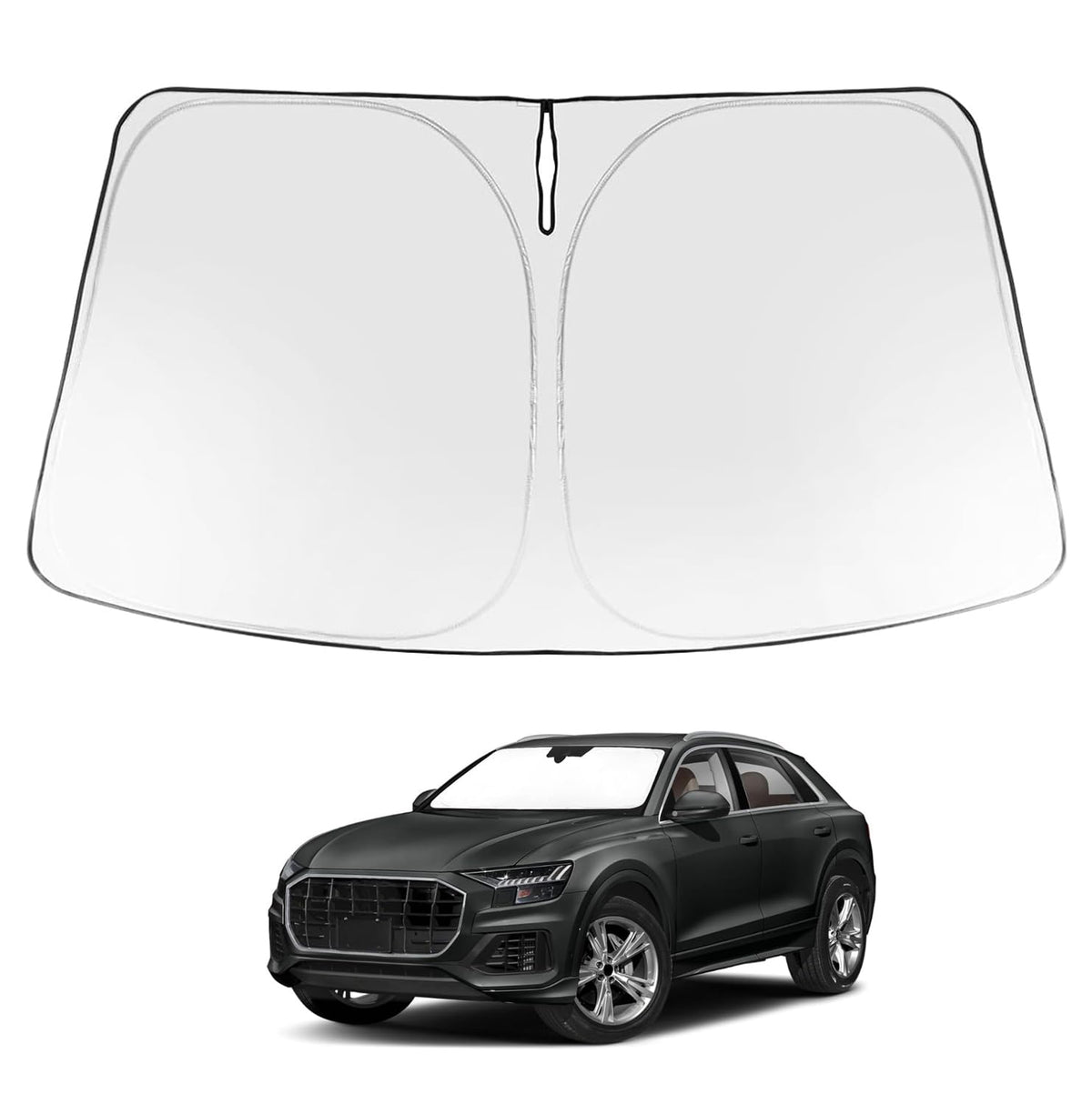 Proadsy 2025 Upgrade Windshield Sun Shade Custom Fit 2019-2024 2025 Audi Q8 Foldable Front Sunshade Protector Sun Visor Blocks U