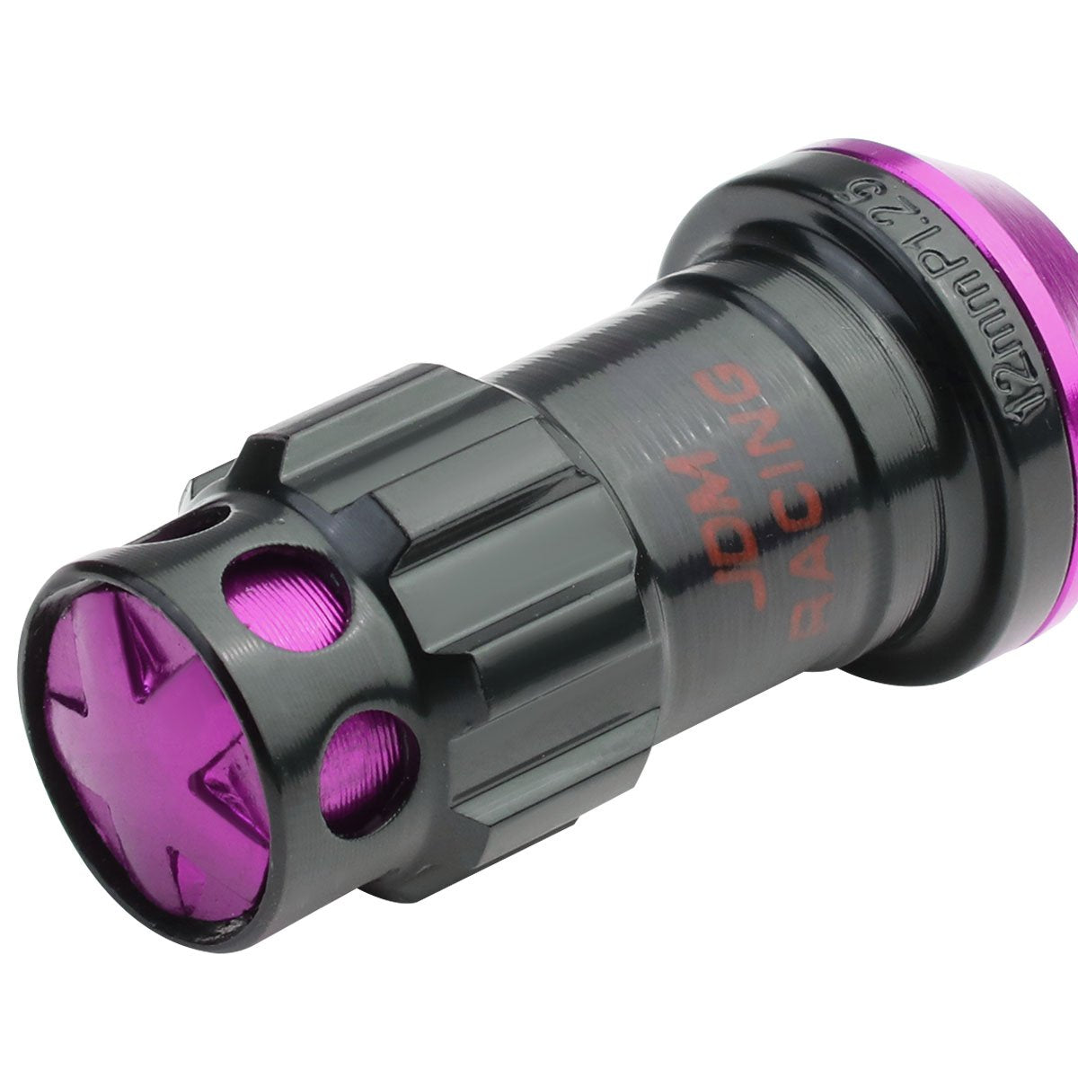 Dna Motoring Ln-Ztl-9016-125-Pp 16Pcs M12 X 1.25 Closed End Wheel Lug Nuts + 4Pcs Lock Nuts + Key + Extension Adapter, 22Mm Od/45Mm Height, Purple Accents/Black Body