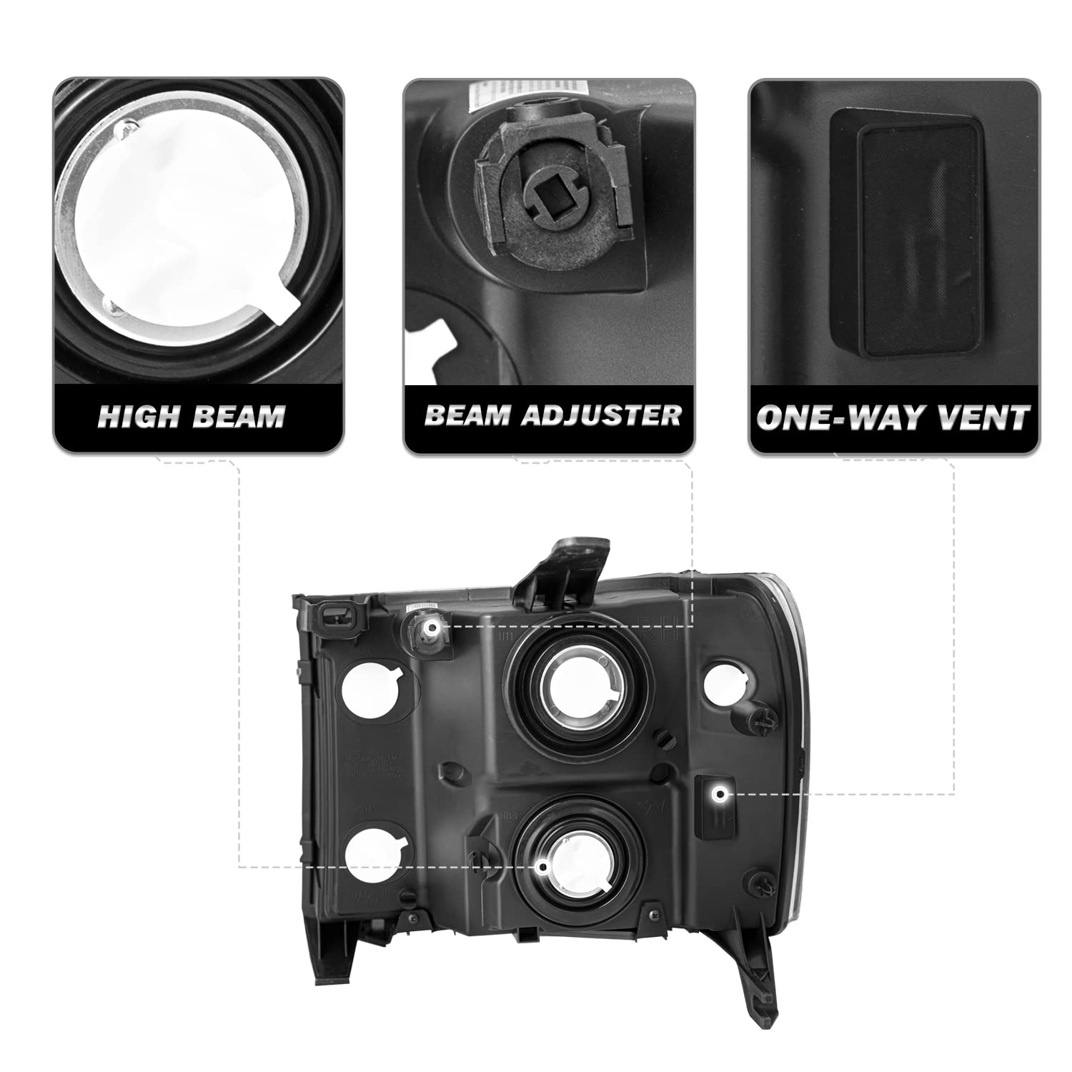 Sockir Halogen Headlight Assembly Compatible With Gmc 2007-2013 Sierra 1500/2007-2014 Sierra 2500Hd 3500Hd / 09-13 Sierra Hybrid Passenger & Driver Side