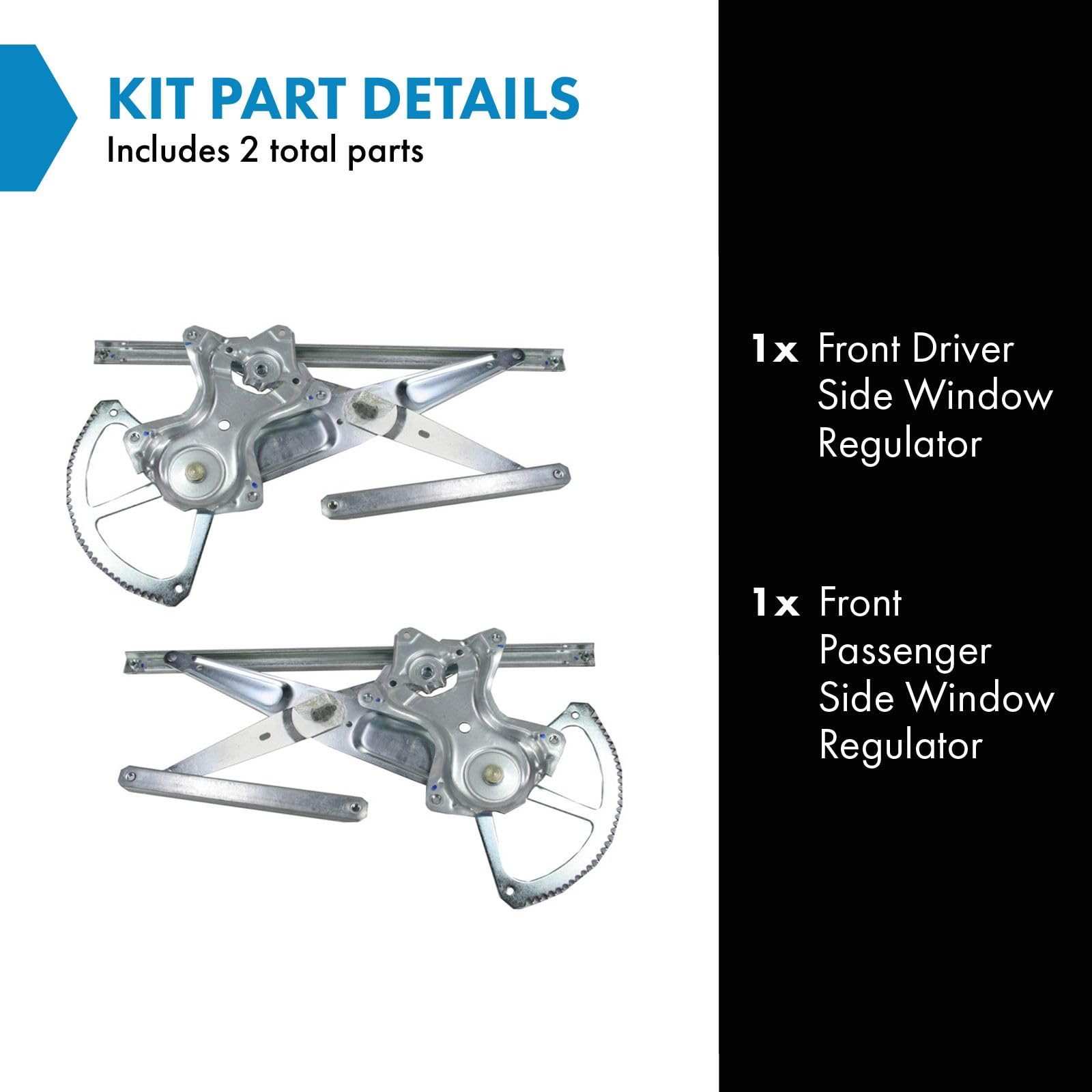 Trq Front Power Window Regulator Set Compatible With 2004-2006 Scion Xa 2006-2012 Toyota Rav4