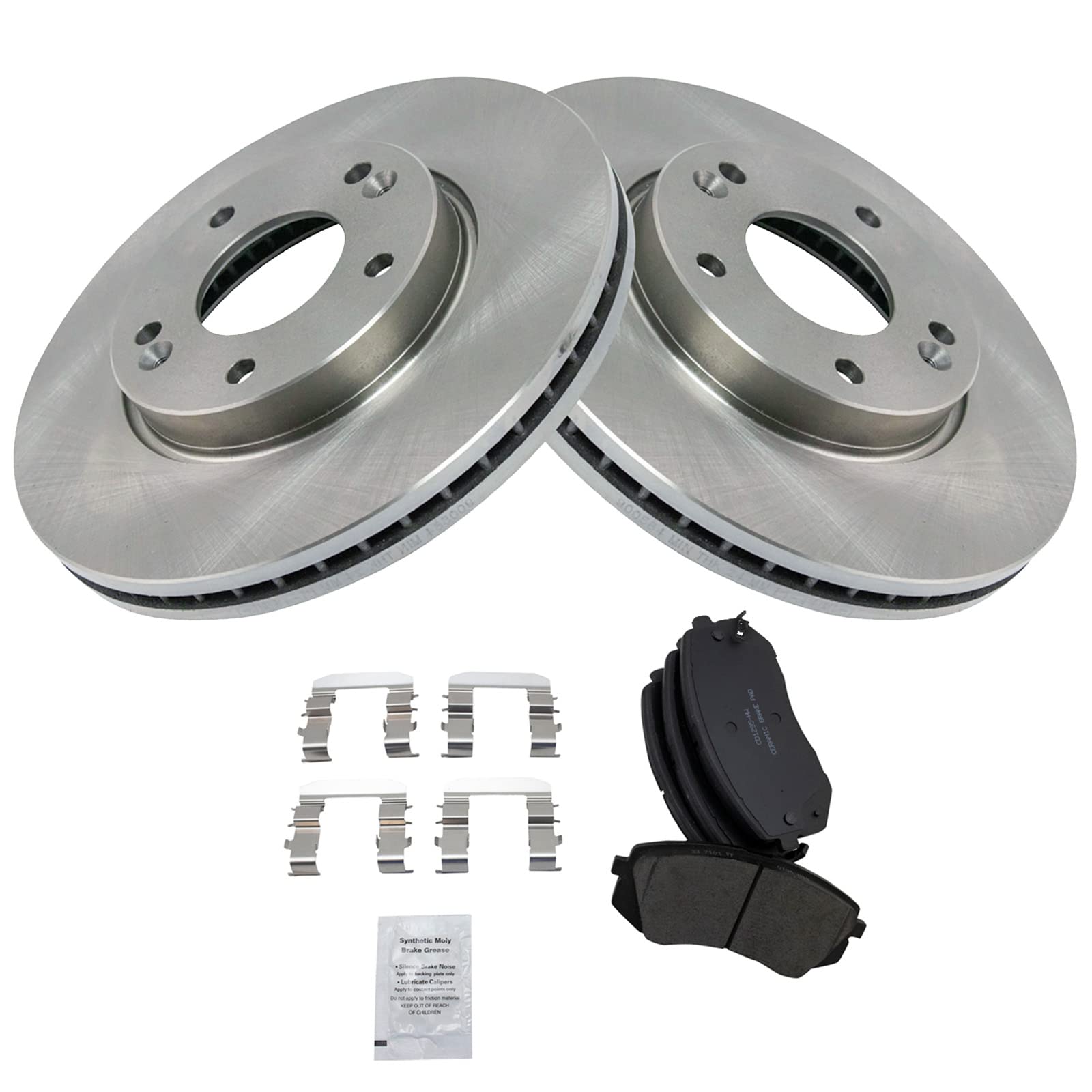 Trq Front Brake Pad & Rotor Kit Brake Pads Brake Rotor Ceramic Compatible With 2007-2009 Kia Rondo