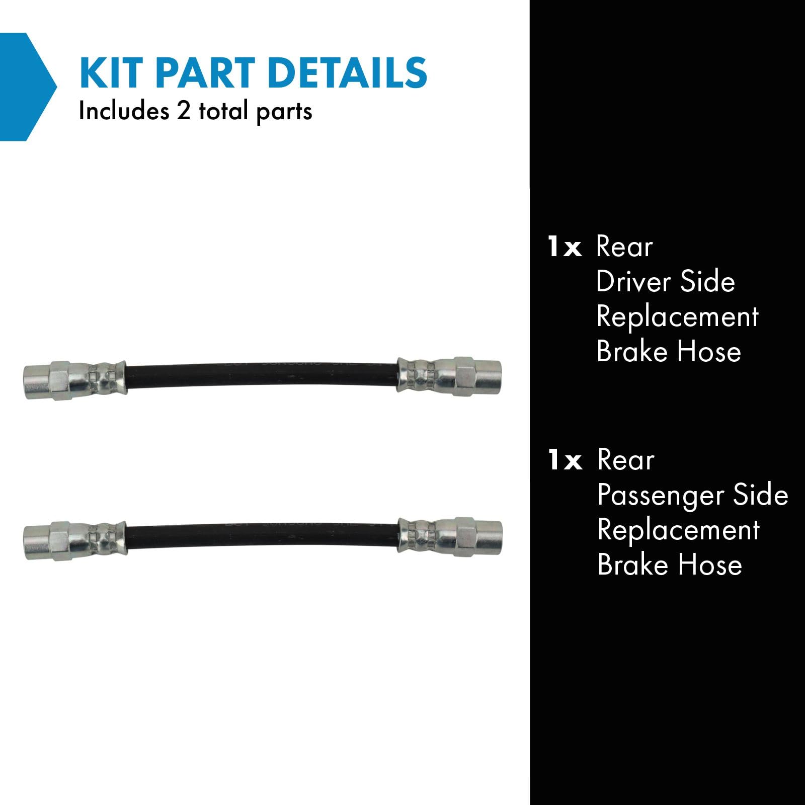 Trq Rear Brake Hose Set Compatible With 1980-1981 Audi 4000 1993-1995 Volkswagen Eurovan 1980-1992 Jetta 1975-1984 Rabbit 1980-1