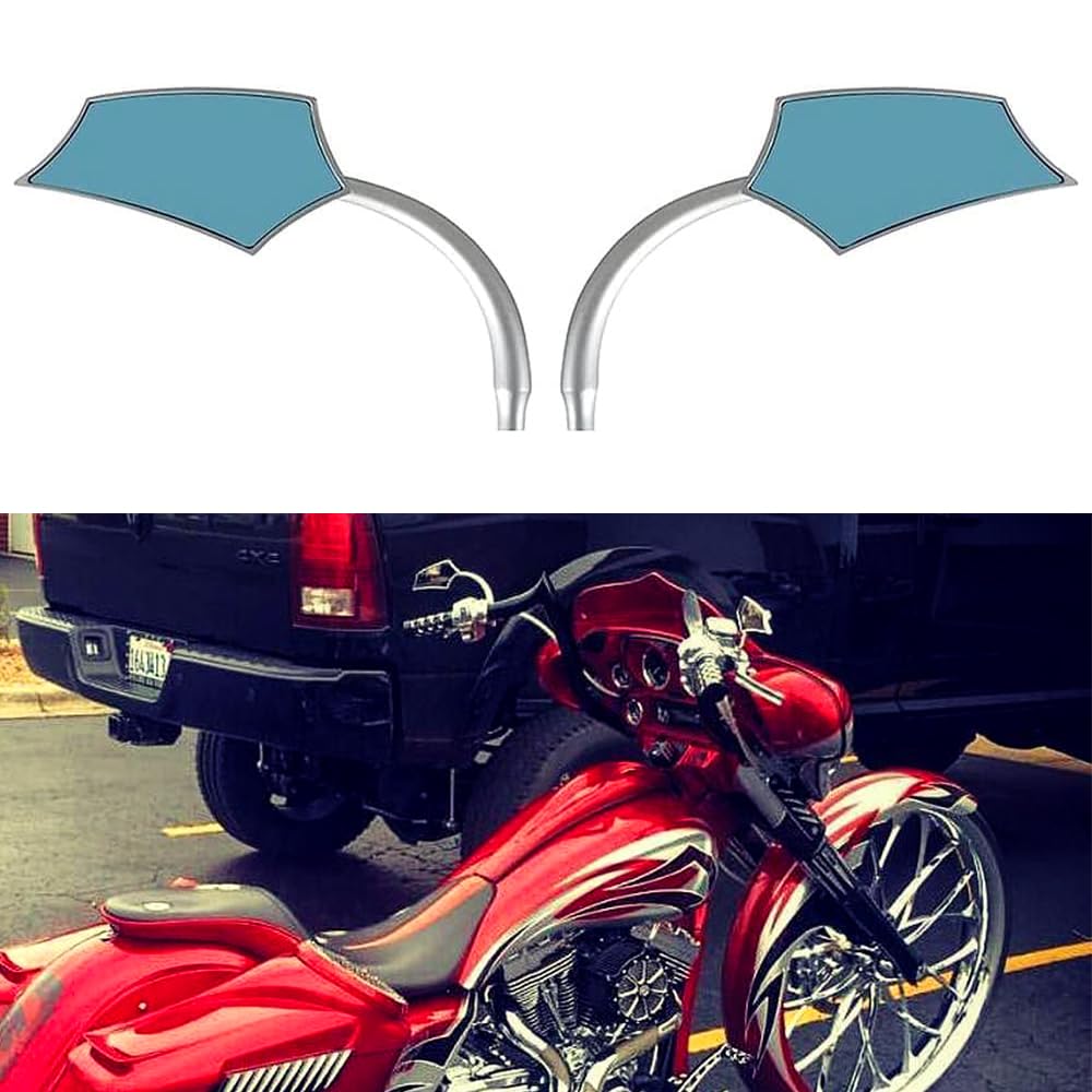 Goodfitment - Sliver Irregular Shape Motorcycle Mirrors,Upgrade Rearview Motorcycle Mirrors With M8 10 Screws Compatible With Ha