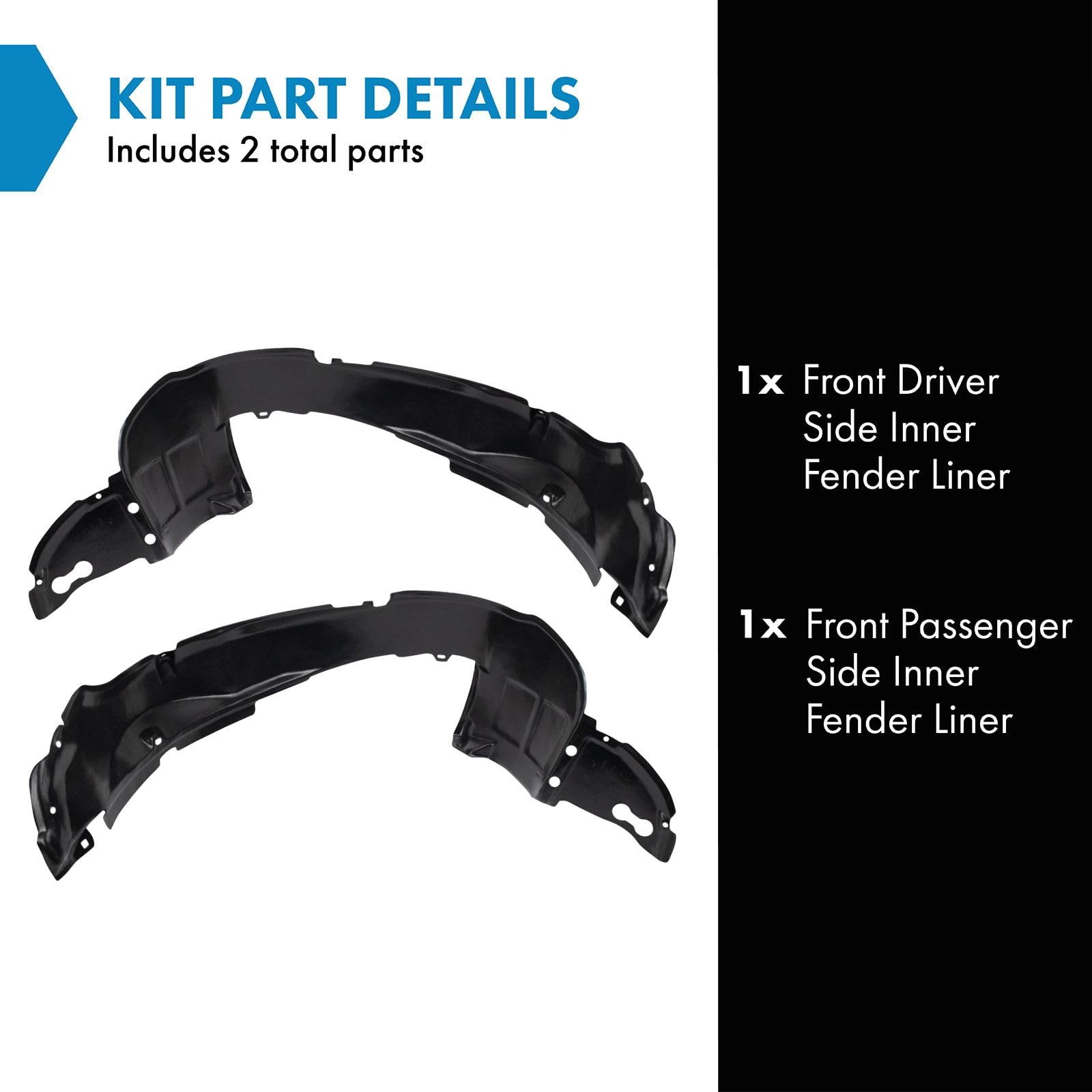 Trq Front Inner Fender Liner Set Compatible With 2001-2006 Hyundai Santa Fe Hy1248107 Hy1249107