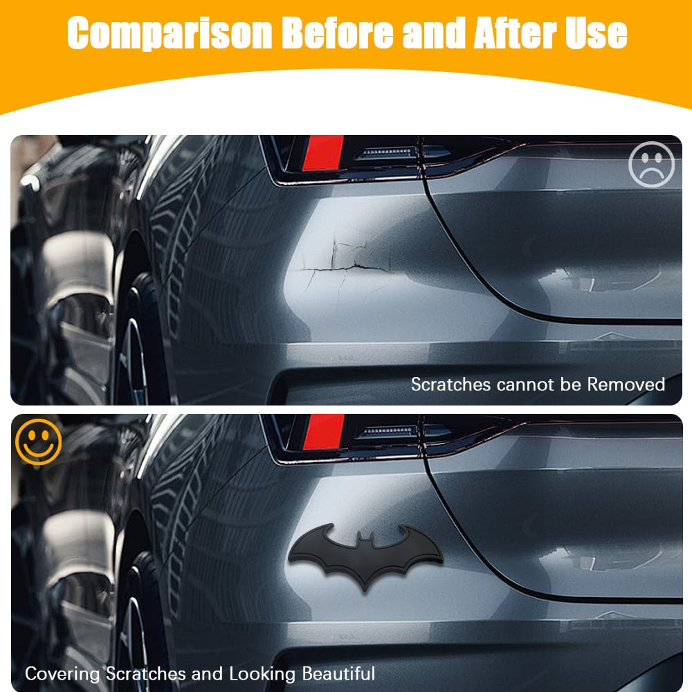 Pincuttee 2PC 3D Metal Sticker for Car,Bat Sticker for Car, Car Emblem Stickers,Car Exterior Decal and Sticker,Bumper Sticker fo