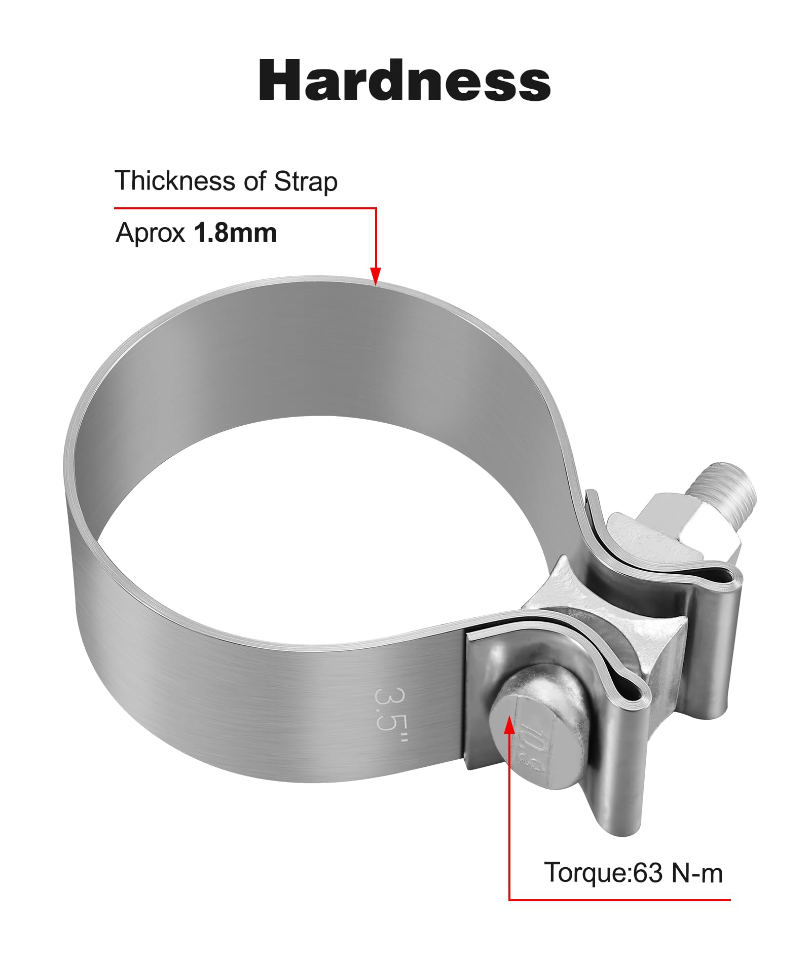 Evil Energy 3.5 Inch Exhaust Clamp,3 1/2 '' Narrow Band Muffler Clamp Stainless Steel For Pipes,Mufflers,Catalytic Converters 2P