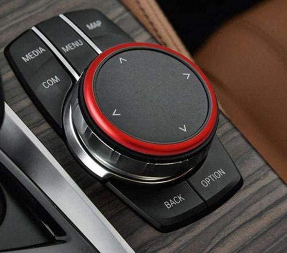 DEMILLO 1pc Aluminum Ring for BMW 1 2 3 4 5 6 7 Series X3 X4 X5 X6 Center Console iDrive Multimedia Controller Knob (red)