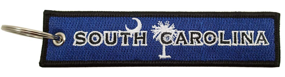Luso Aviation South Carolina Flag Key Chain, 100% Embroidered Blue