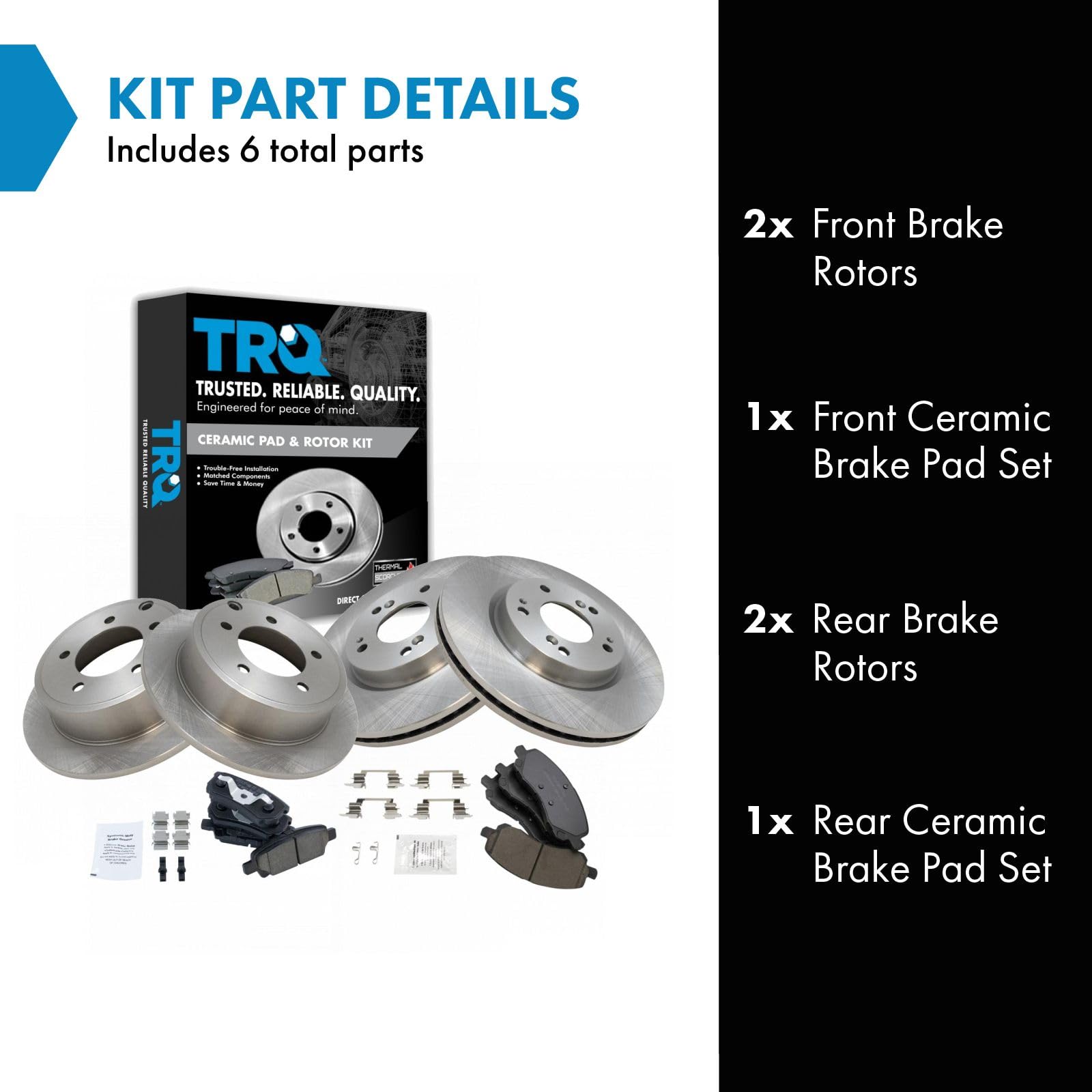 Trq Front And Rear Brake Pad & Rotor Kit Brake Pads Brake Rotor Ceramic Compatible With 2017 Jeep Compass Patriot