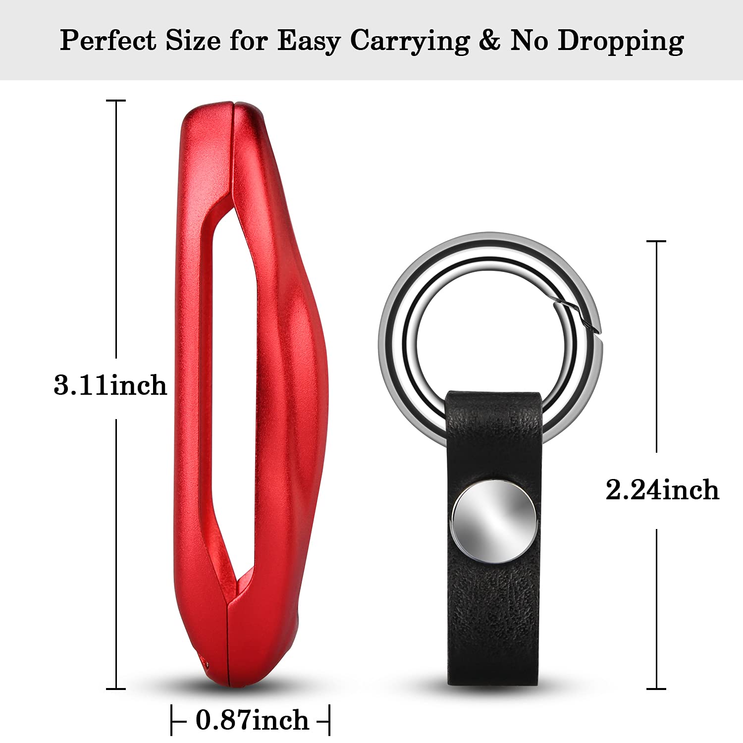 Qbuc For Tesla Key Fob Cover With Keychain Compatible With Tesla Model S/3/Y Keyless Protection Case Smart Remote Accessory (Red