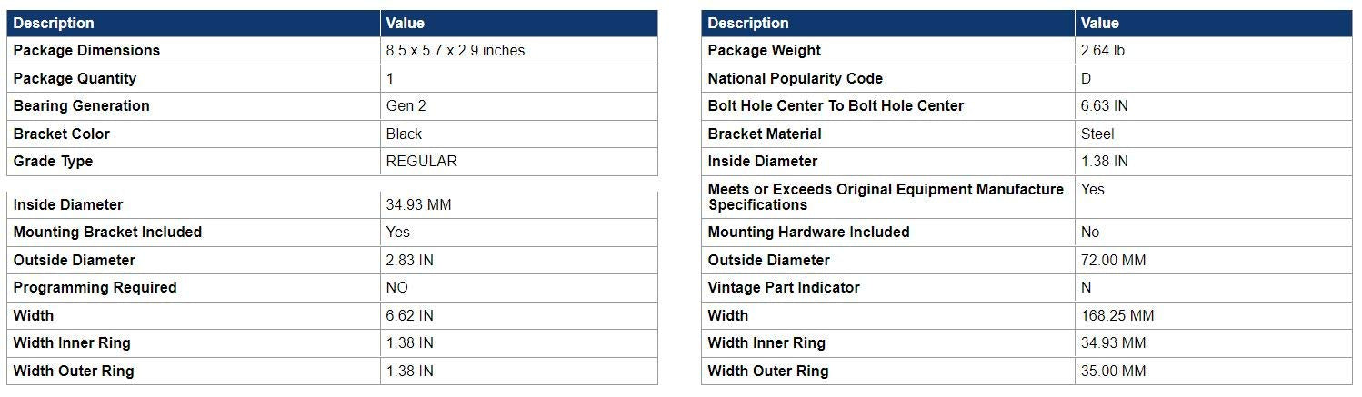 Acdelco Gold Hb88107A Drive Shaft Center Support Bearing