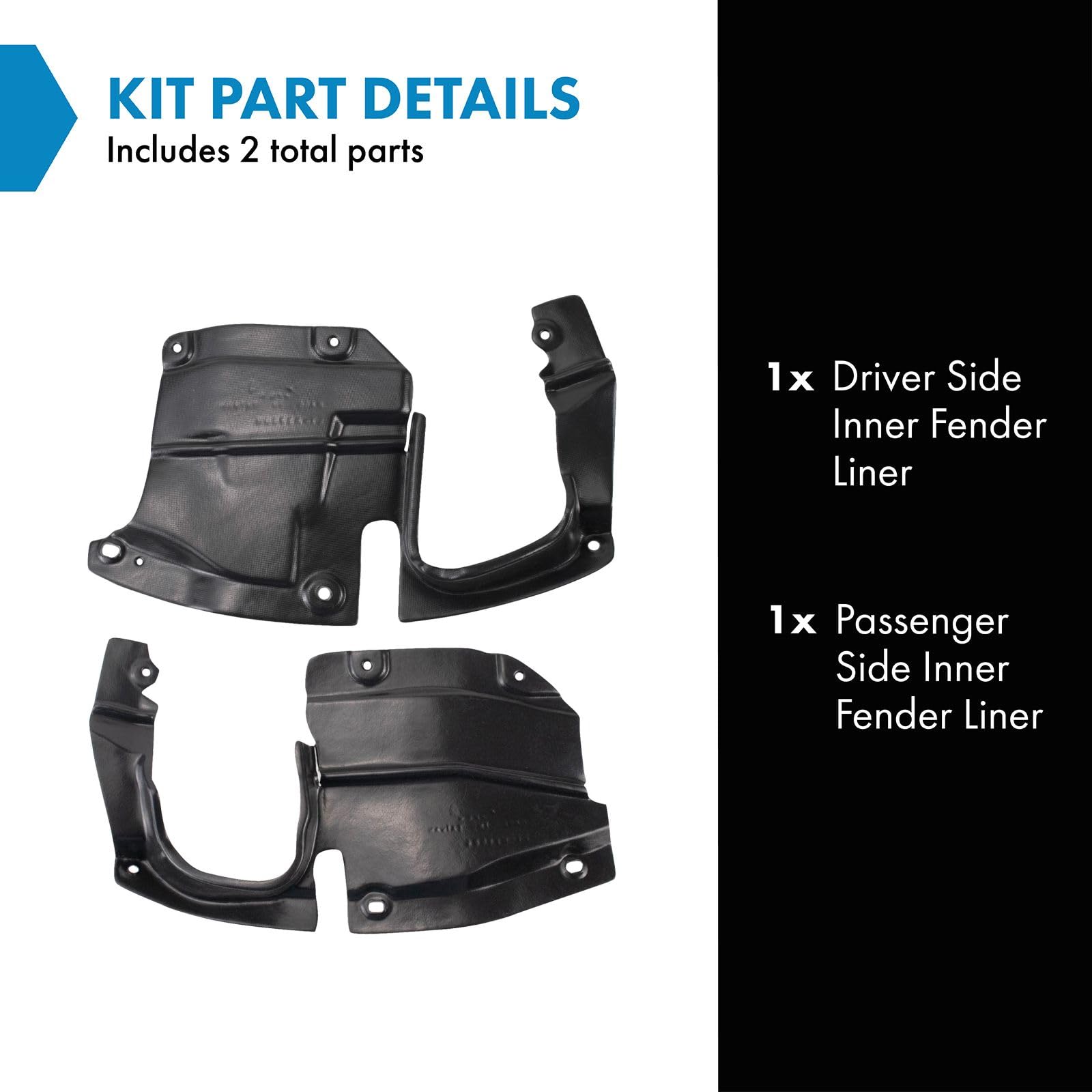 Trq Inner Fender Liner Set Compatible With 2009-2013 Mazda 6 Ma1250112 Ma1251112