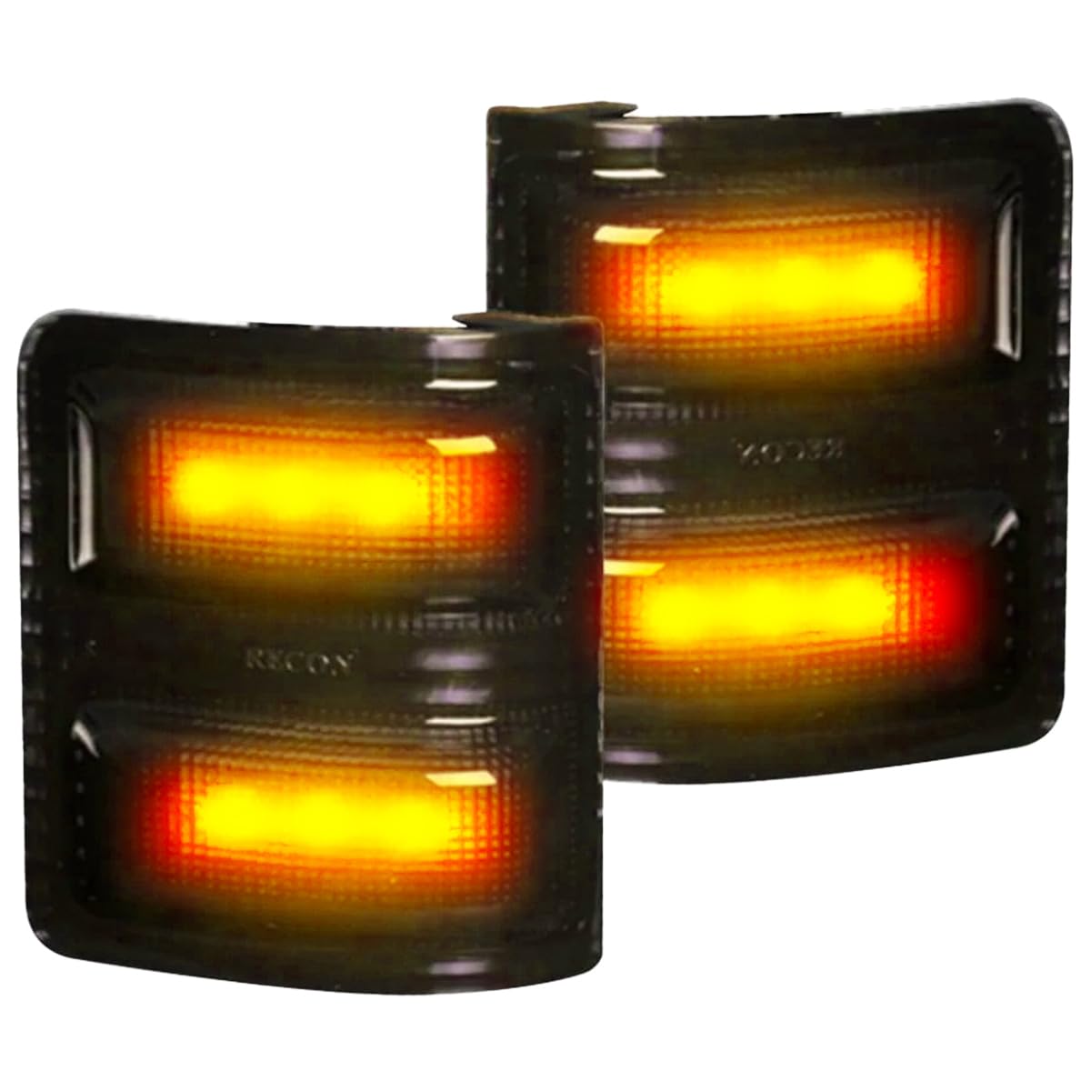 Recon - Fits 08-16 Super Duty (F250, F350, F450) Side Mirror Lenses Ultra Bright White Or Amber Led Lights - Smoked Lens (Amber Led)