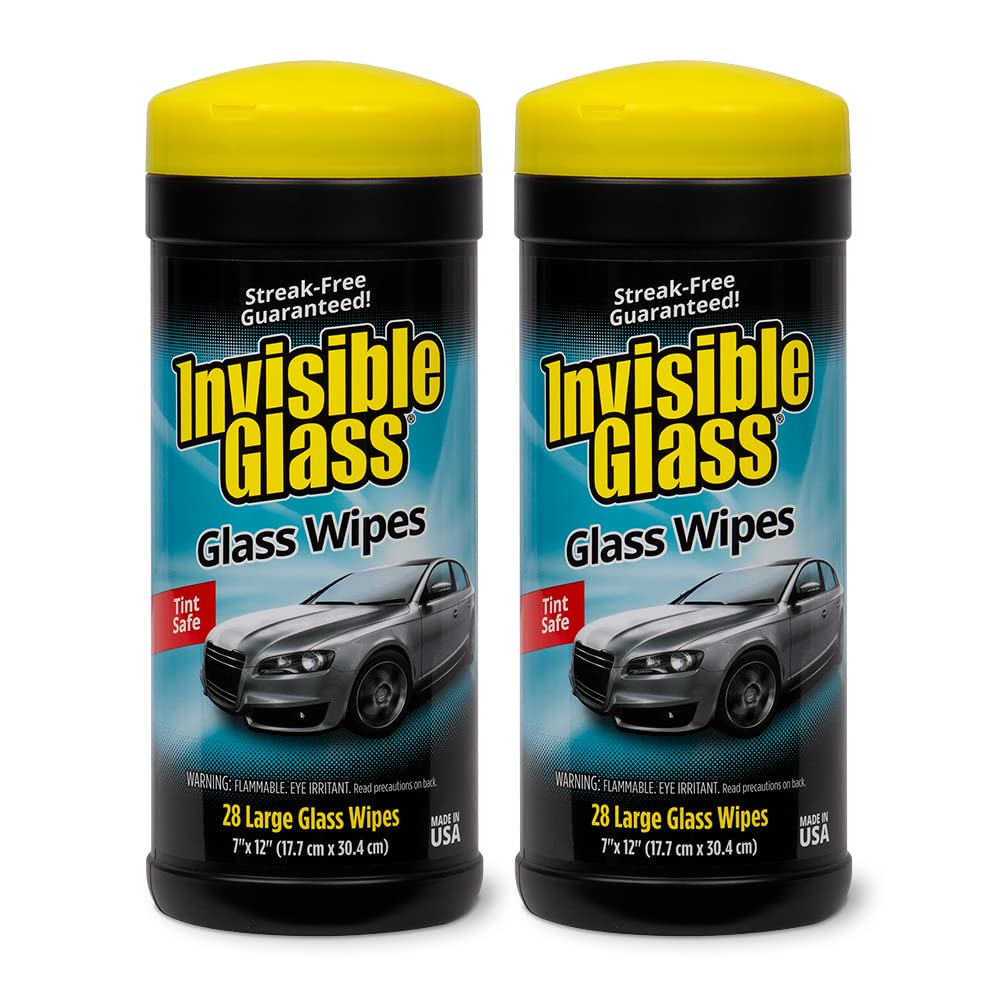 Invisible Glass 90166-2Pk Large Glass Cleaning Wipes For Streak-Free Windows, Mirrors, And Glass, Lint-Free, Ammonia-Free, Tint-