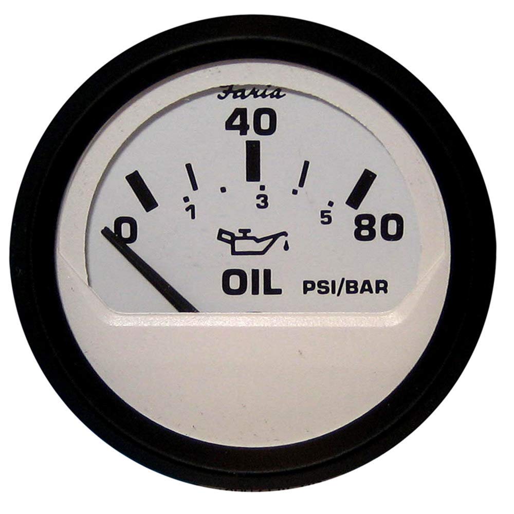 Faria Beede Instruments Beede 12902 Euro Oil Pressure Gauge (80 PSI) - 2'', White