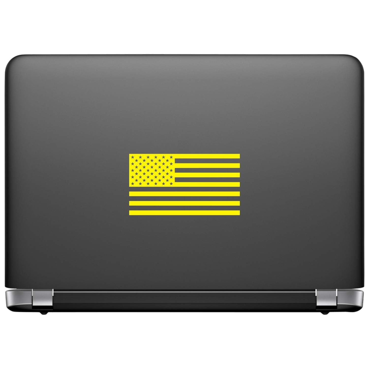 Hill Country Vinyl American US Flag Decal Sticker - Matte Yellow, 5in x 2.8in, Vinyl for Laptop, Car, Truck, Window, Bumper
